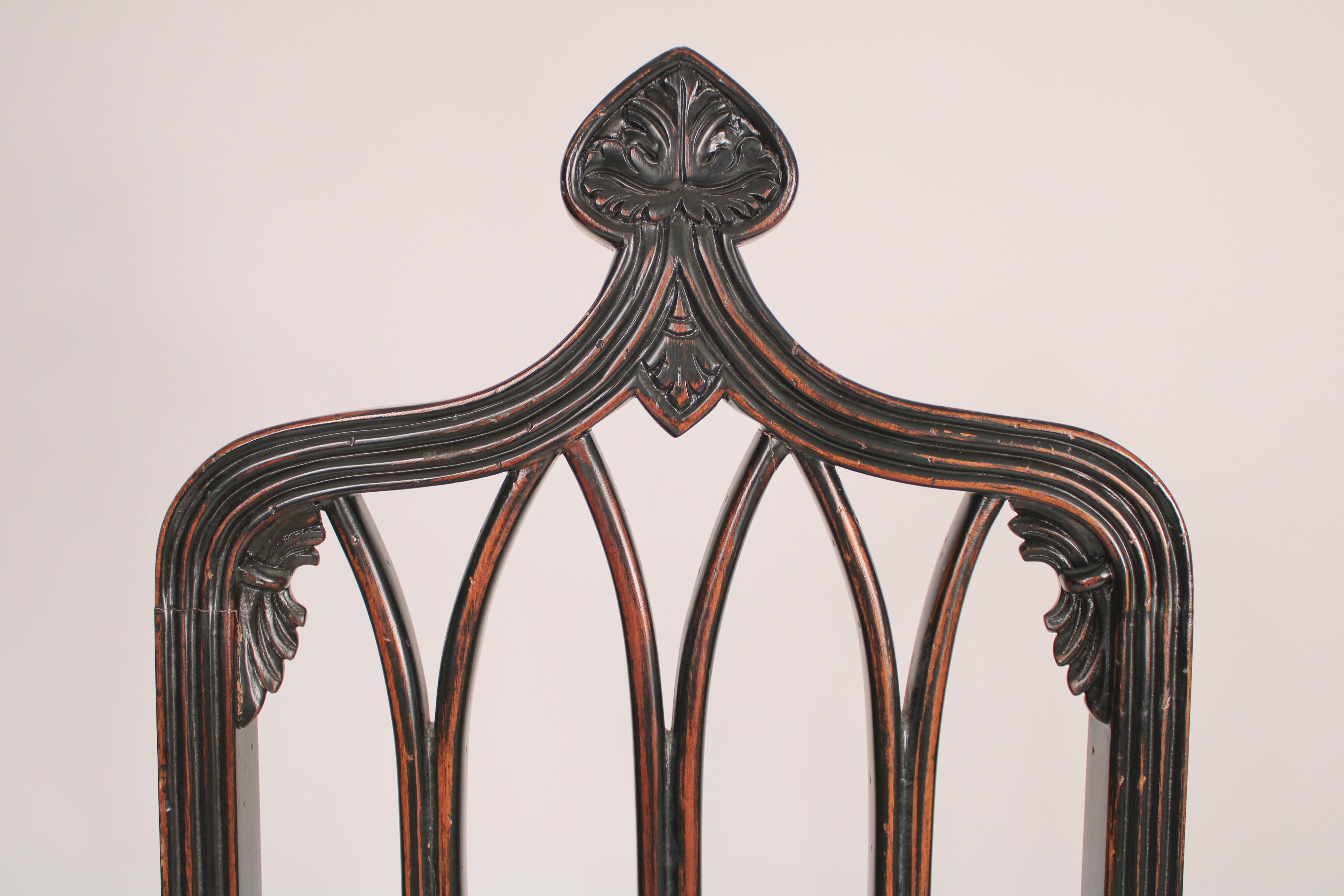 Set of 6 Gothic Revival Style Dining Room Chairs 1