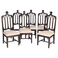 Set of 6 Gothic Revival Style Dining Room Chairs