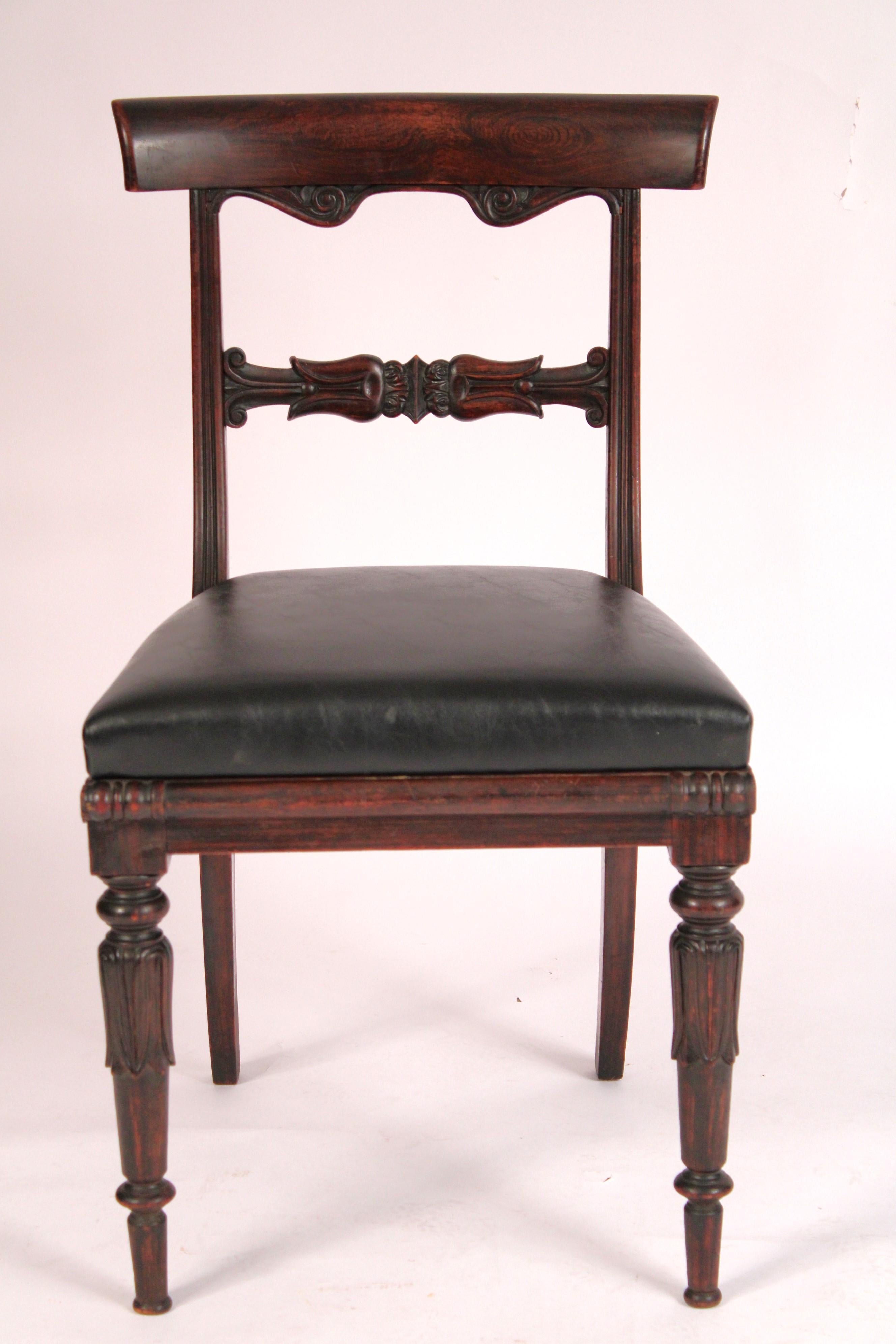 English Set of 6 William IV Grain Painted Rosewood Dining Room Chairs For Sale