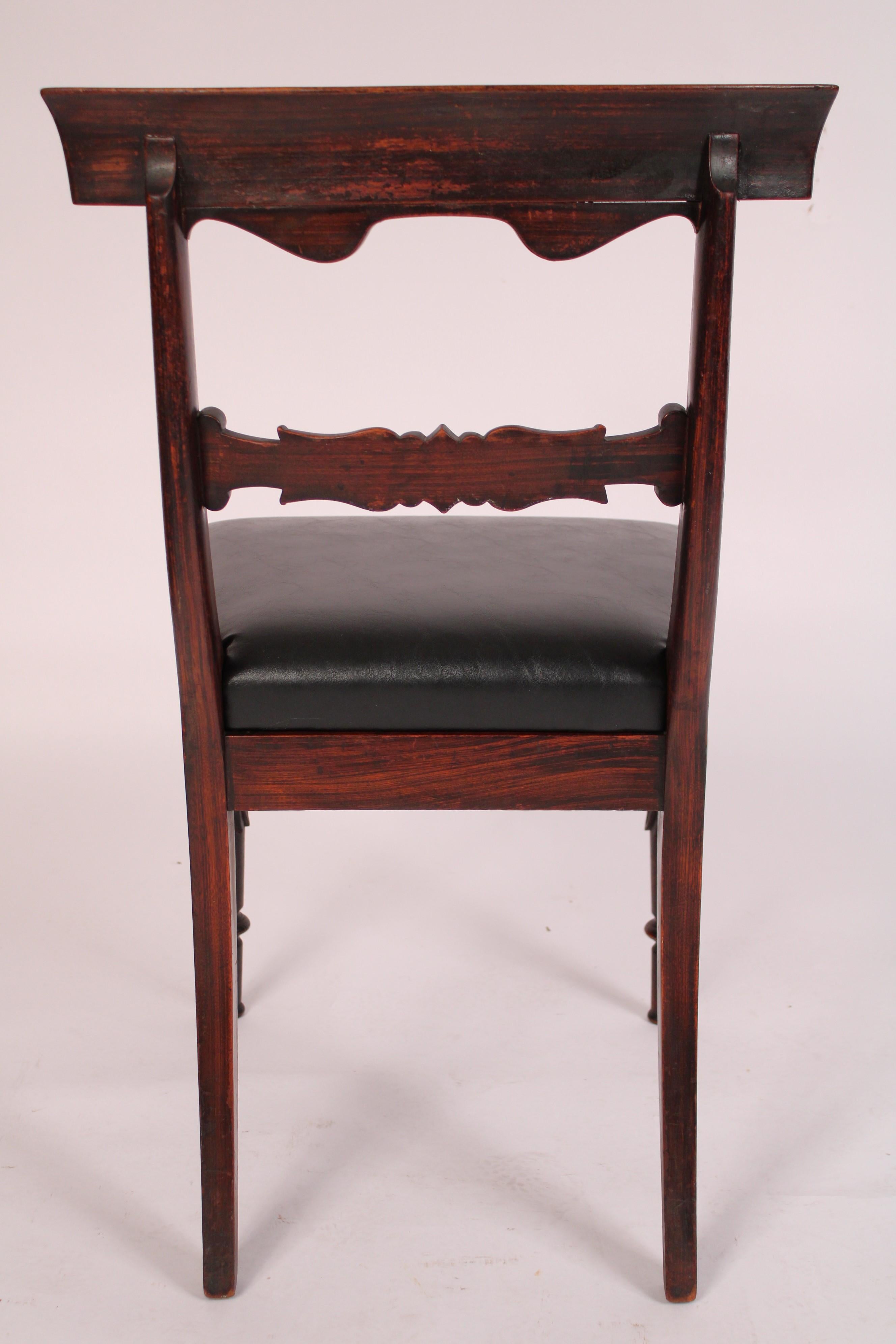 Faux Leather Set of 6 William IV Grain Painted Rosewood Dining Room Chairs For Sale