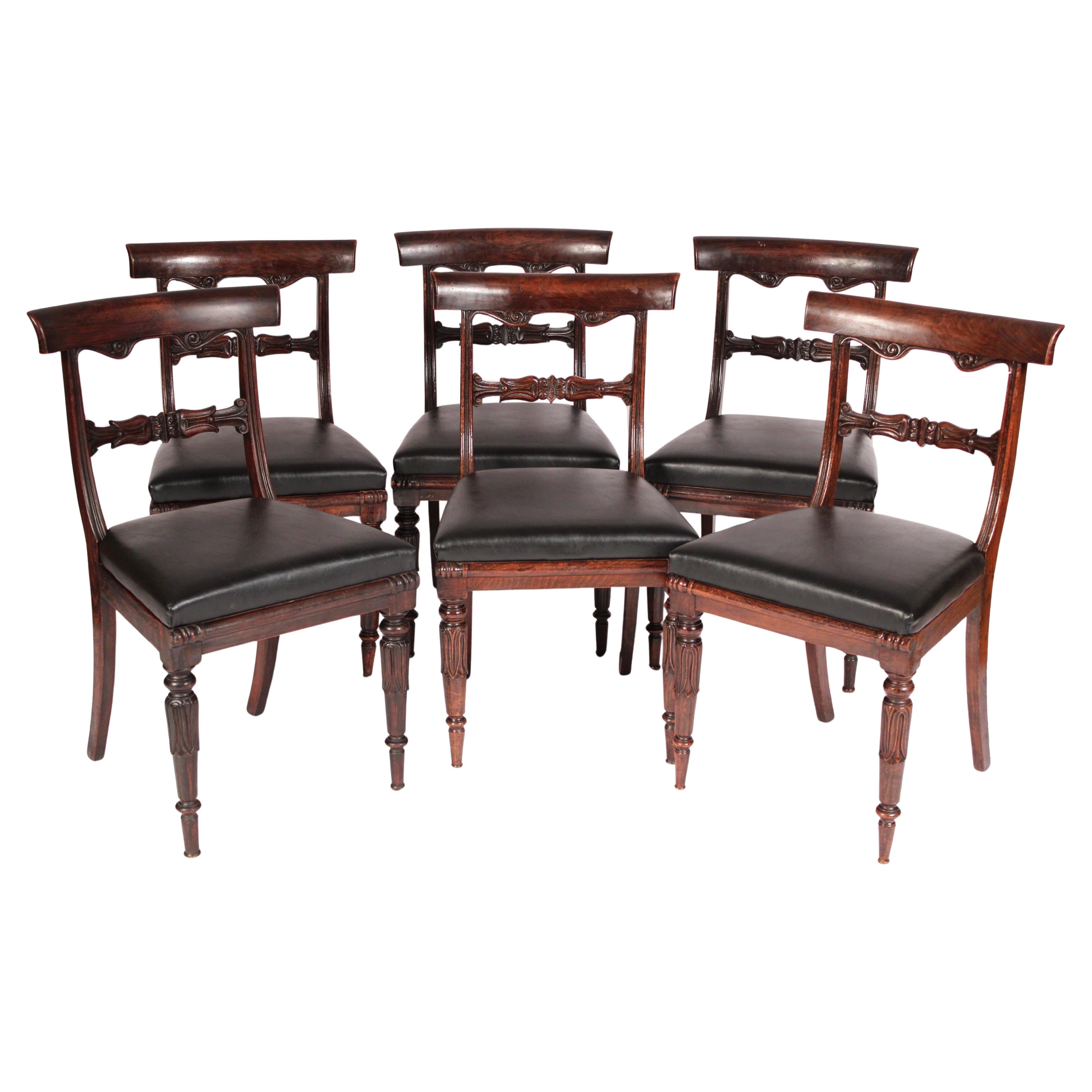 Set of 6 William IV Grain Painted Rosewood Dining Room Chairs For Sale