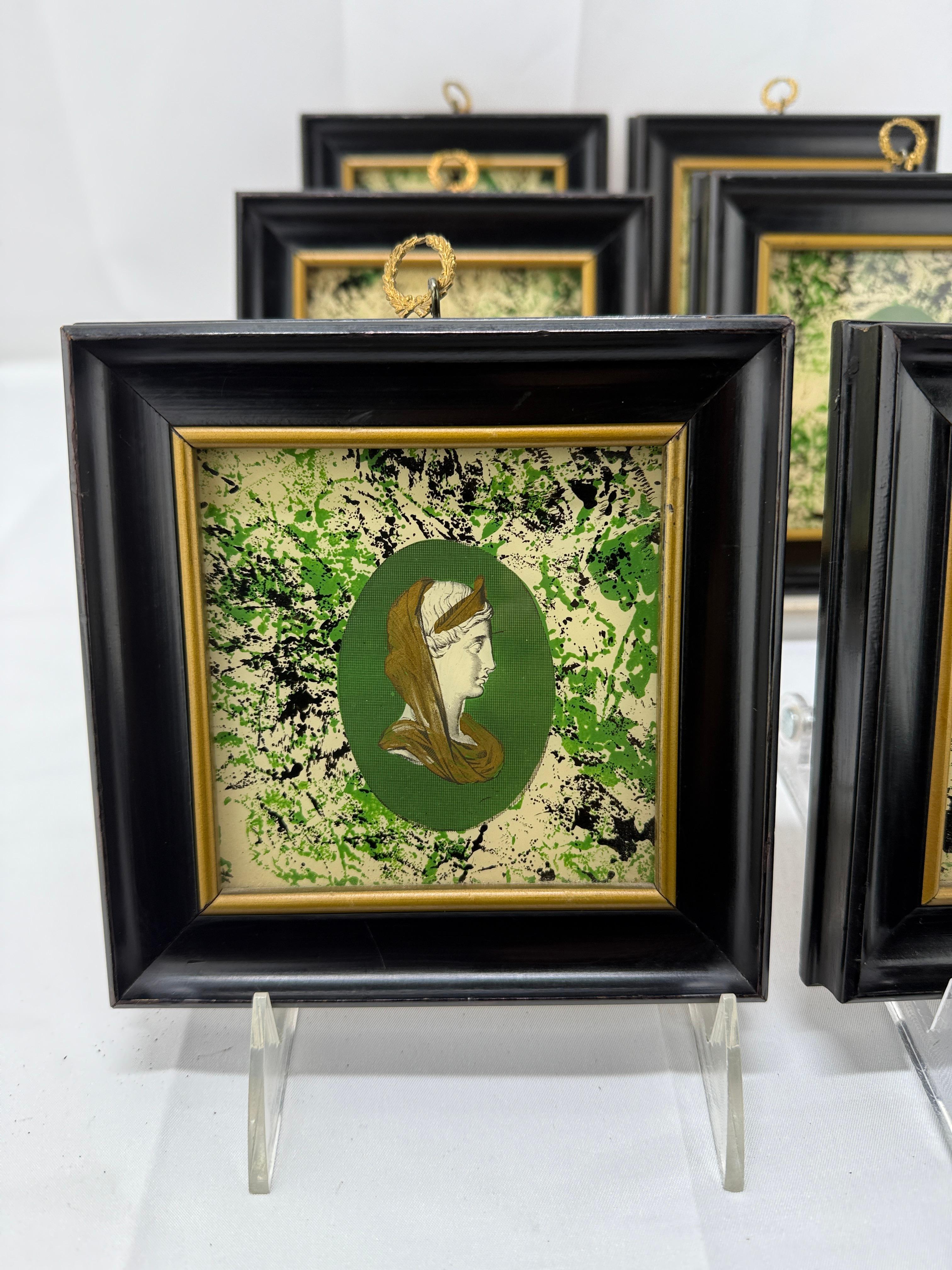 Lote de 6, Bustos Retrato Neoclásico Estilo Grand Tour Percha de Ormolu Vidrio