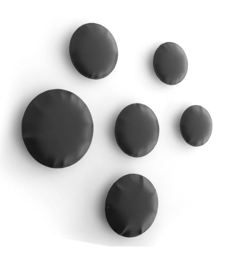 Set of 6 Graphite pin wall decor by Zieta
Dimensions: Diameter 10, 12, 14 cm 
Material: Carbon steel.
Finish: Powder-coated.
Available Powder-Coated in colors: Beige Grey, Graphite, Grey Blue, Stainless Steel, Moss Green, Umbra Grey, Water Blue, and