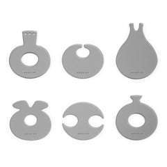 Set of 6 Greek Coasters "Althaea" in Grey Plexiglass Curved Contours, by Anaktae