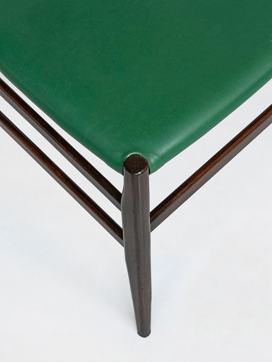 Set of 6 Green and Palissander Leggera Chairs by Gio Ponti Cassina 1950 3