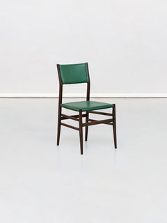 Set of 6 Green and Palissander Leggera Chairs by Gio Ponti Cassina 1950