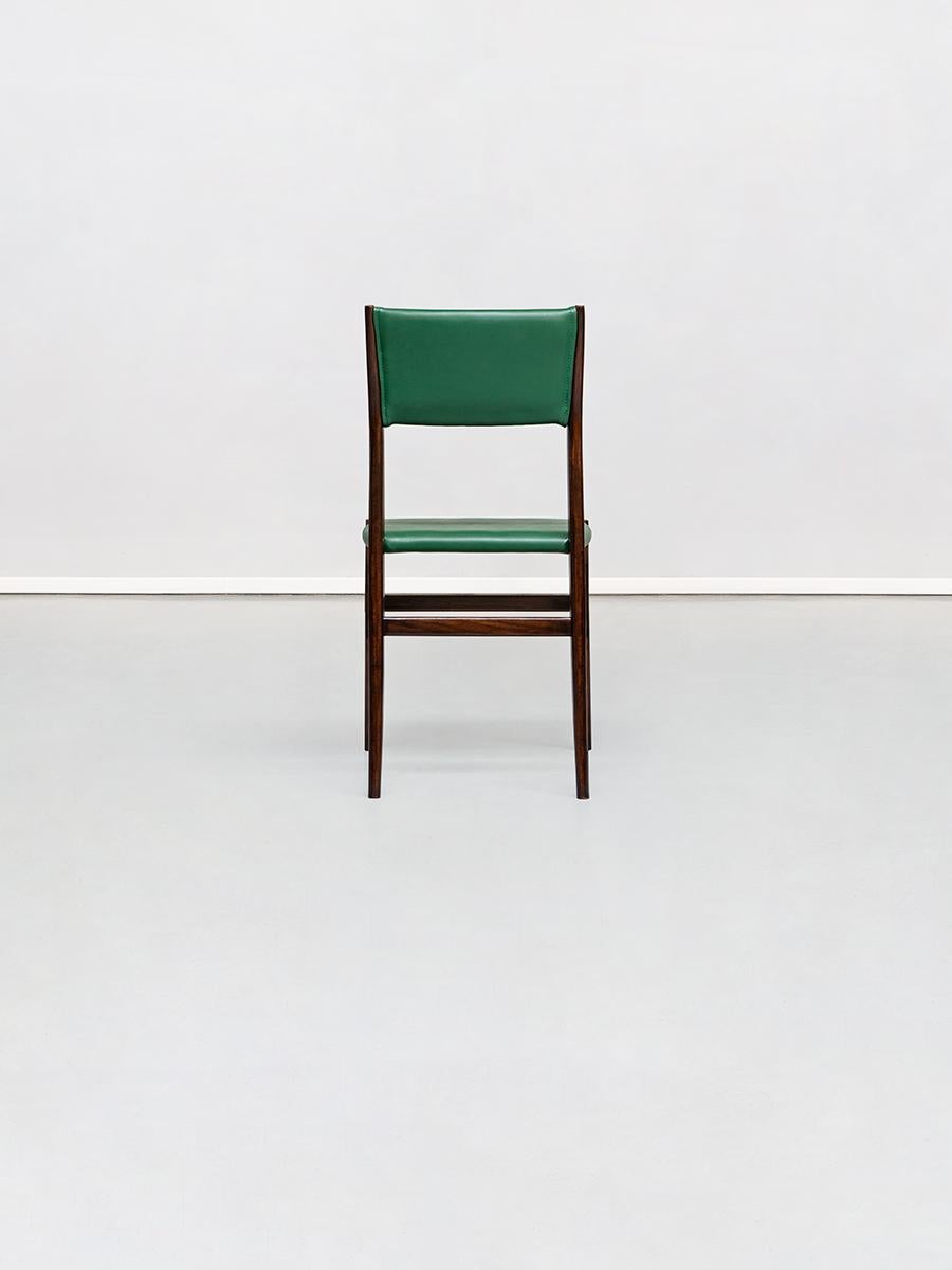 Set of 6 Green and Palissander Leggera Chairs by Gio Ponti Cassina 1950 In Excellent Condition In MIlano, IT