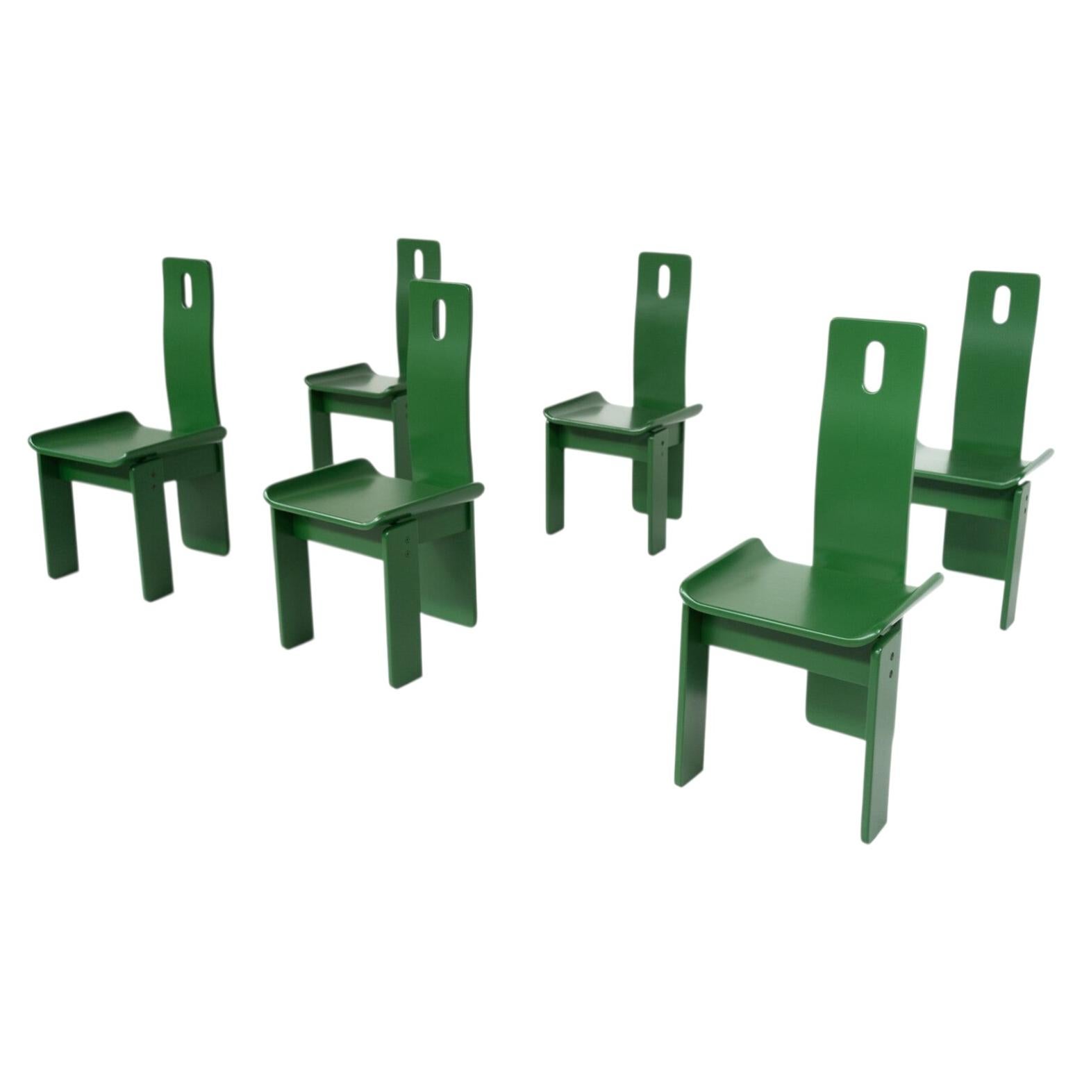 Lot de 6 chaises « Diago » vertes, créées par Edoardo Landi pour Nikol, années 1970