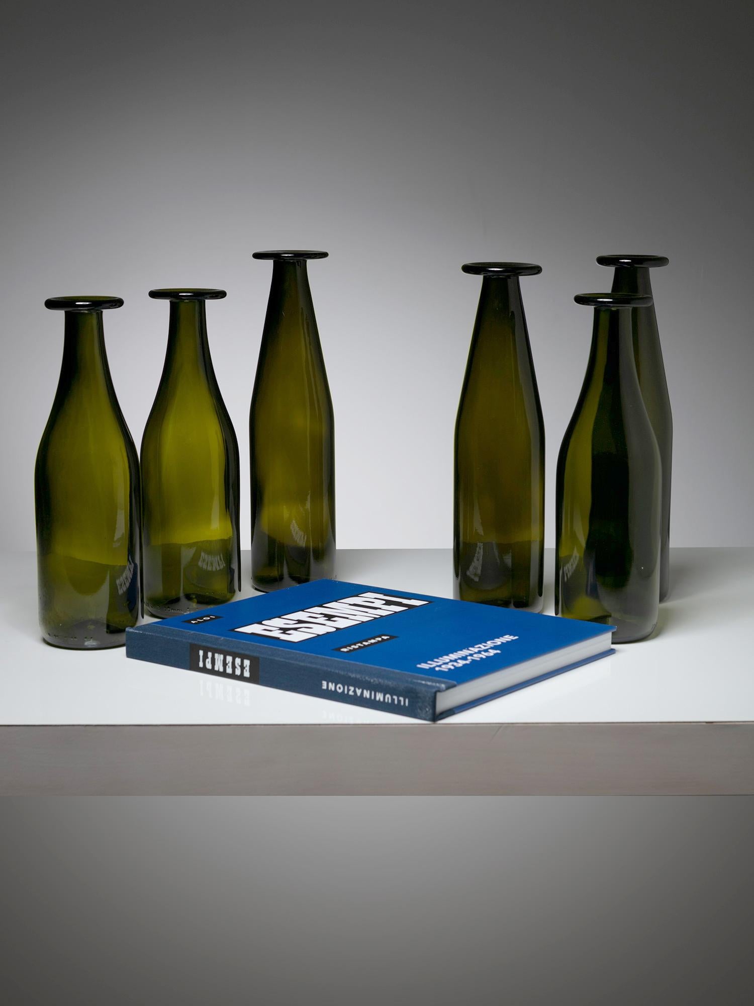 Fin du 20e siècle Ensemble de 6 bouteilles en verre vert de Jasper Morrison pour Cappellini, Italie, années 1990 en vente