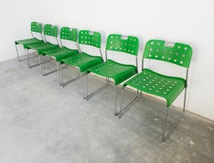 Set di 6 sedie Omstak verdi disegnate da Rodney Kinsman per Bieffeplast