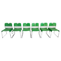 Set di 6 sedie Omstak verdi disegnate da Rodney Kinsman per Bieffeplast