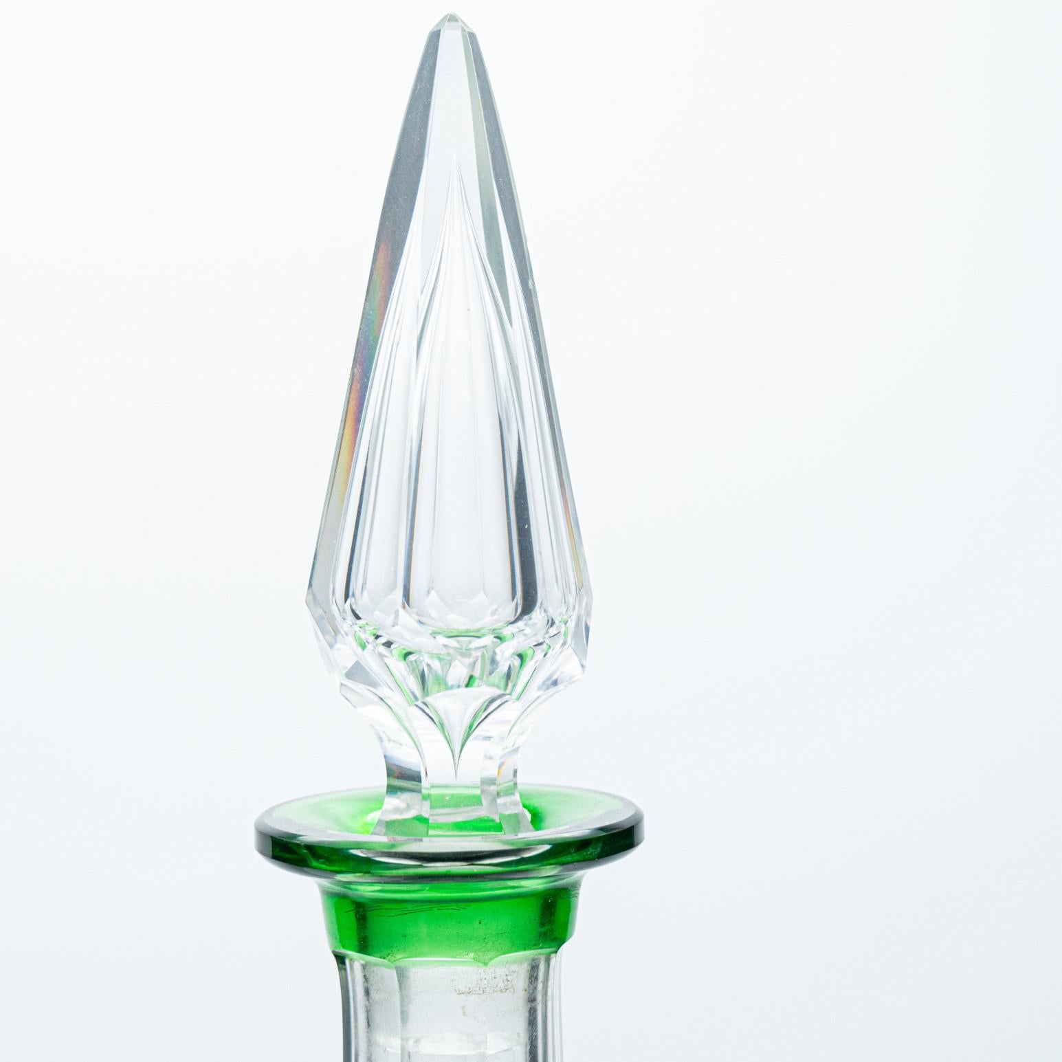 Autre Ensemble de 6 verres de Baccarat en cristal vert superposé, 1 carat, Saint Louis en vente