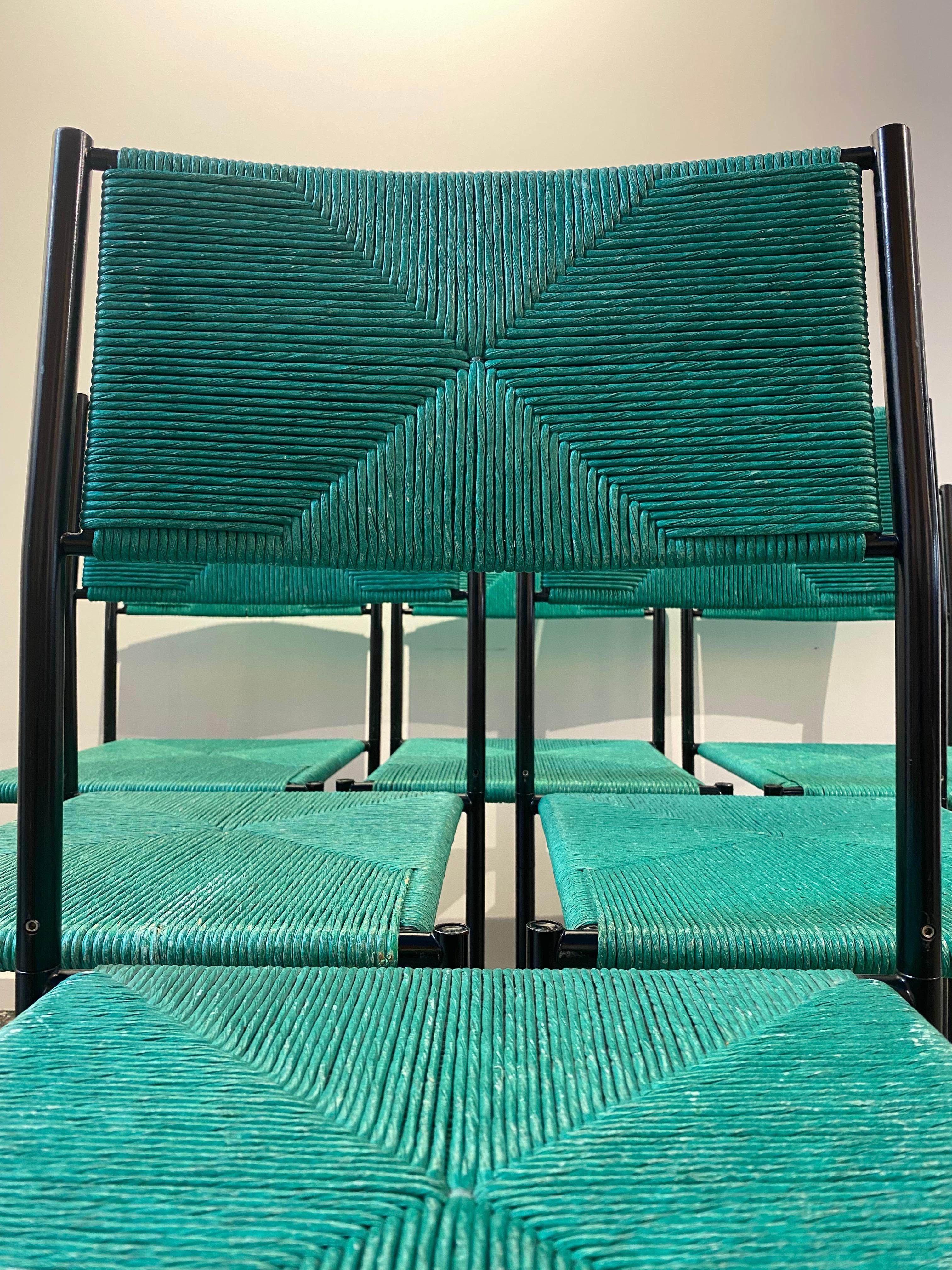 Steel Set of Six Giandomenico Belotti Green 'Paludis' / 150 Model Chairs for Alias For Sale