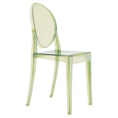 Set of 6 Green Transparent Chairs Ghost Kartell Designed by Starck, Used 2018