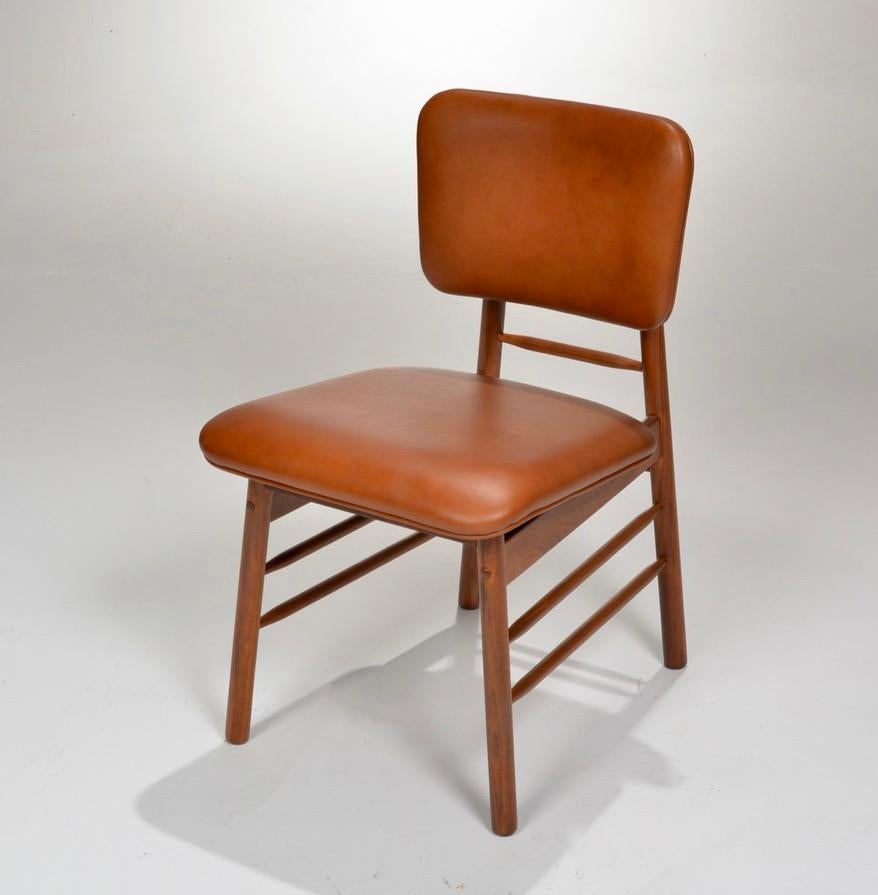 Mid-Century Modern Set of 6 Greta Grossman for Glenn of California Model 6260 Leather Chairs 
