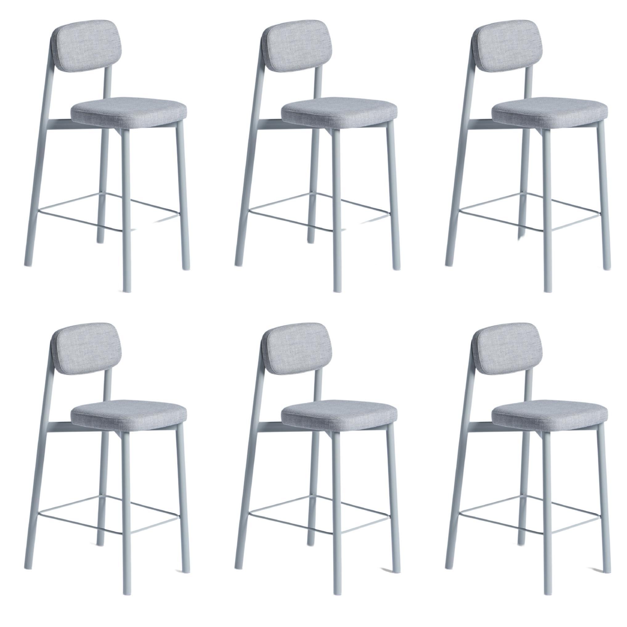 Set of 6 Grey Residence 65 Counter Chairs by Kann Design