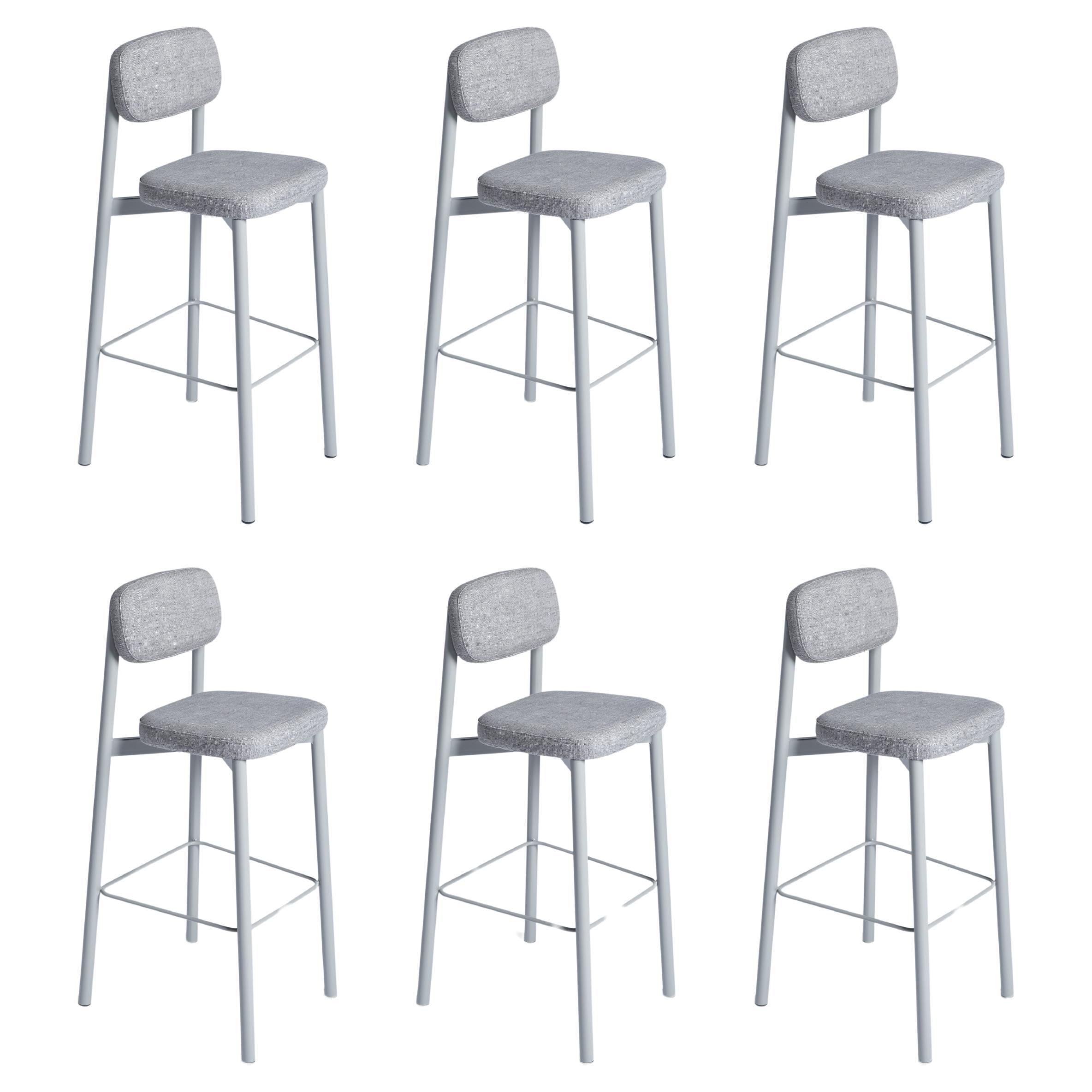 Set of 6 Grey Residence 75 Counter Chairs by Kann Design