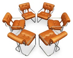 Set of 6 Guido Faleschini 'Tucroma' Armchairs for i4 Mariani in Brown Leather