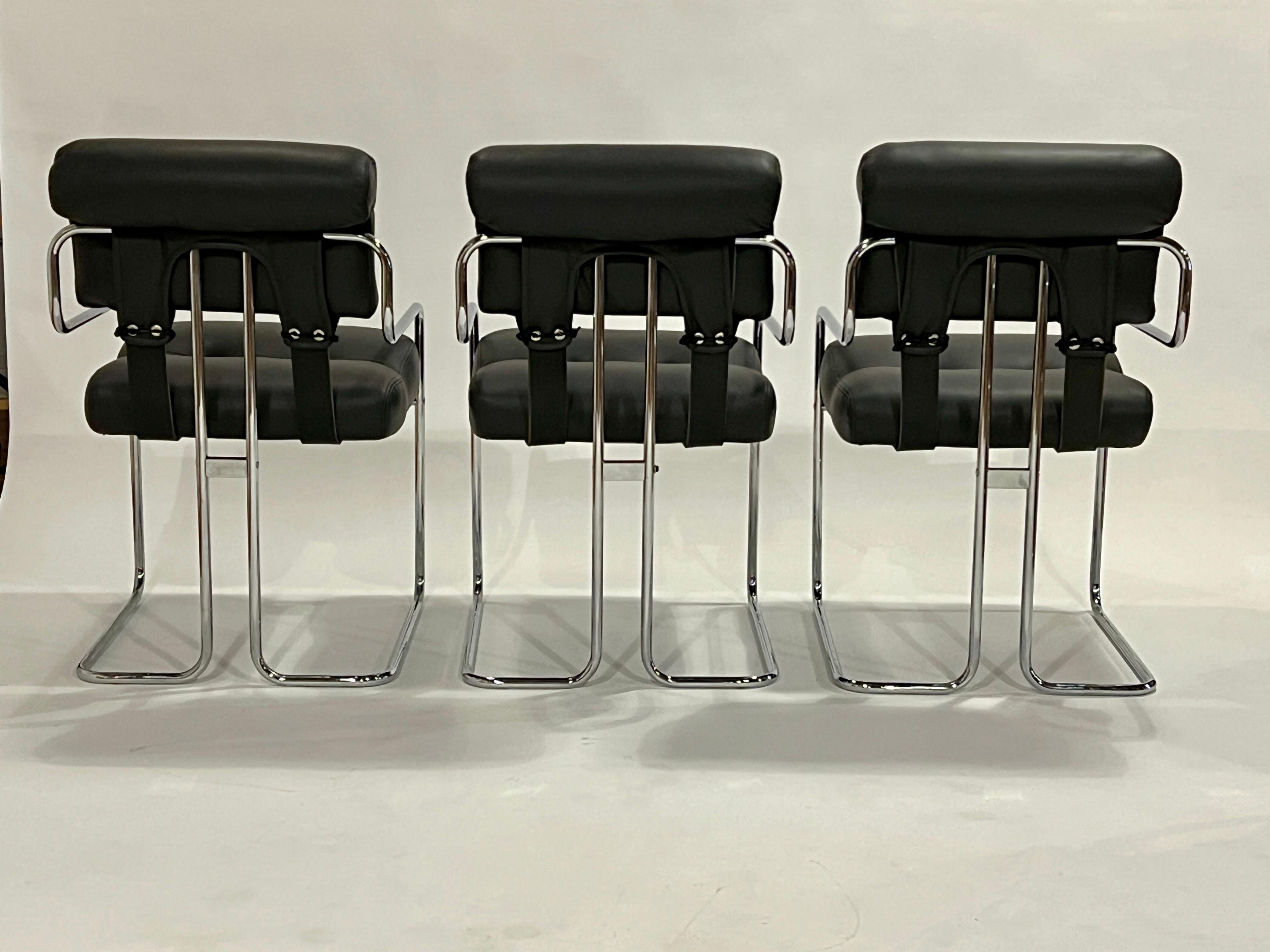 Italian Set of 6 Guido Faleschini 'Tucroma' Armchairs for i4 Mariani in Carbon Leather For Sale
