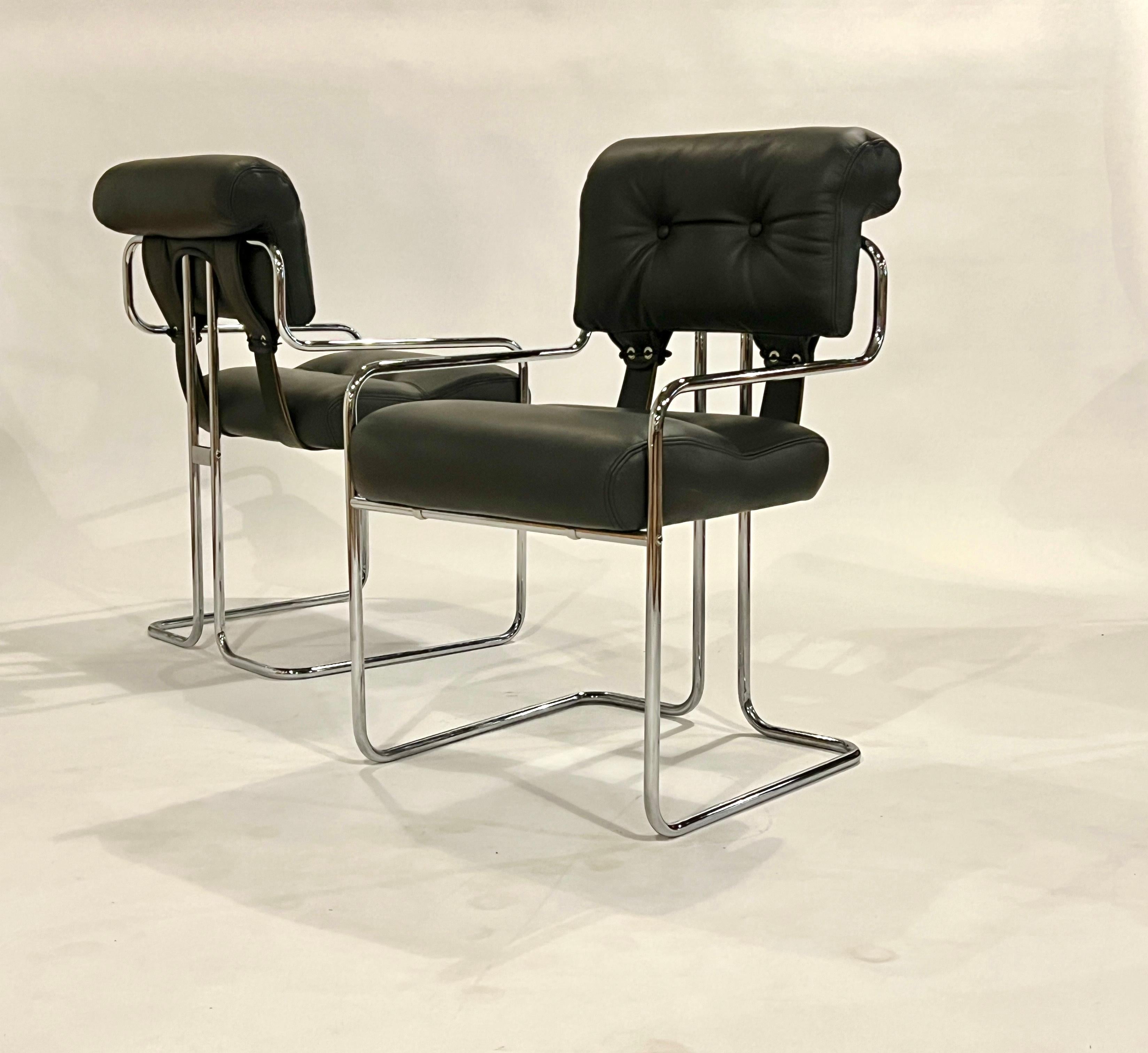 Set of 6 Guido Faleschini 'Tucroma' Armchairs for i4 Mariani in Carbon Leather In Good Condition For Sale In Chicago, IL