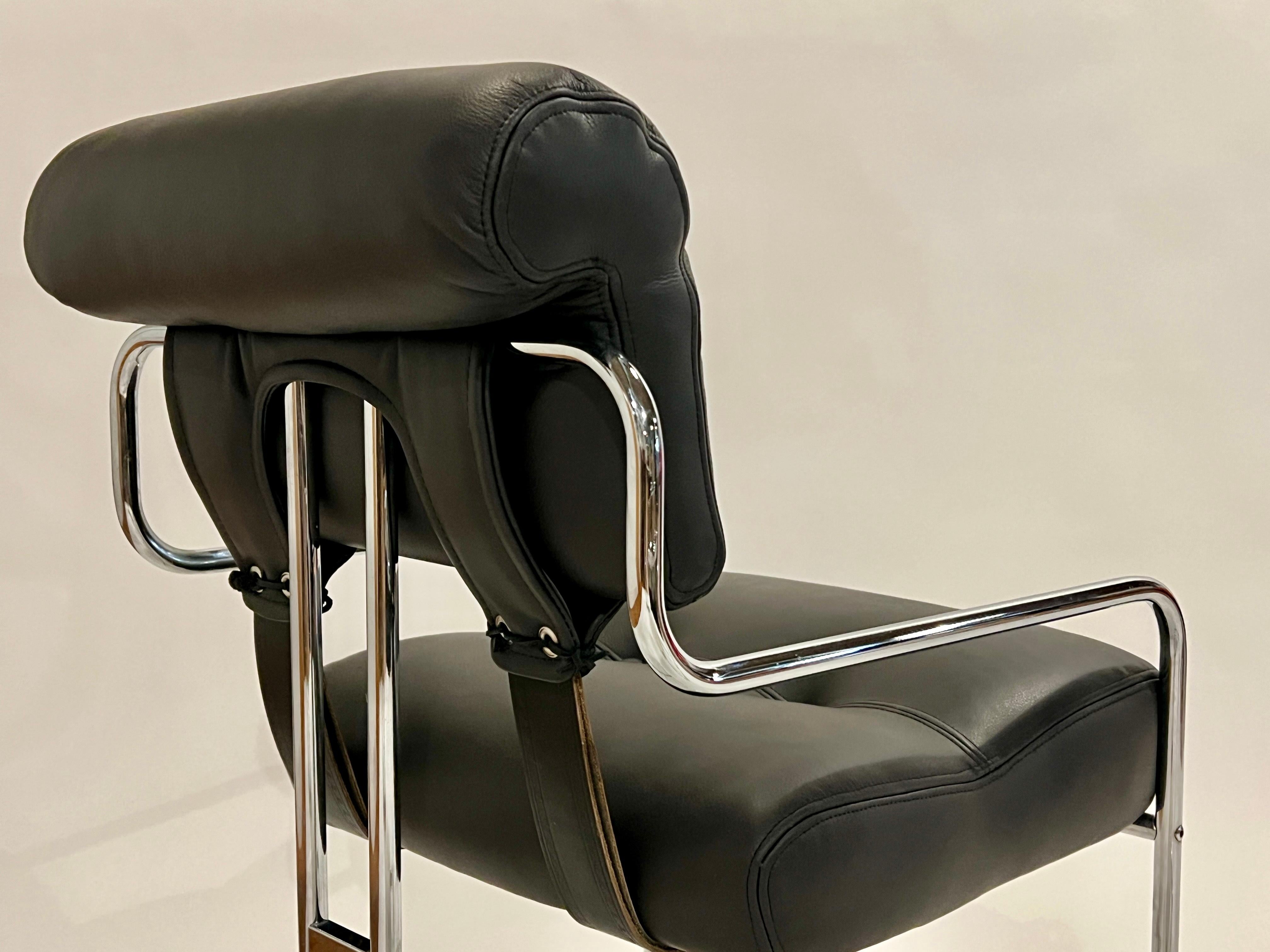 Fin du 20e siècle Ensemble de 6 fauteuils Tucroma de Guido Faleschini pour i4 Mariani en cuir carbone en vente