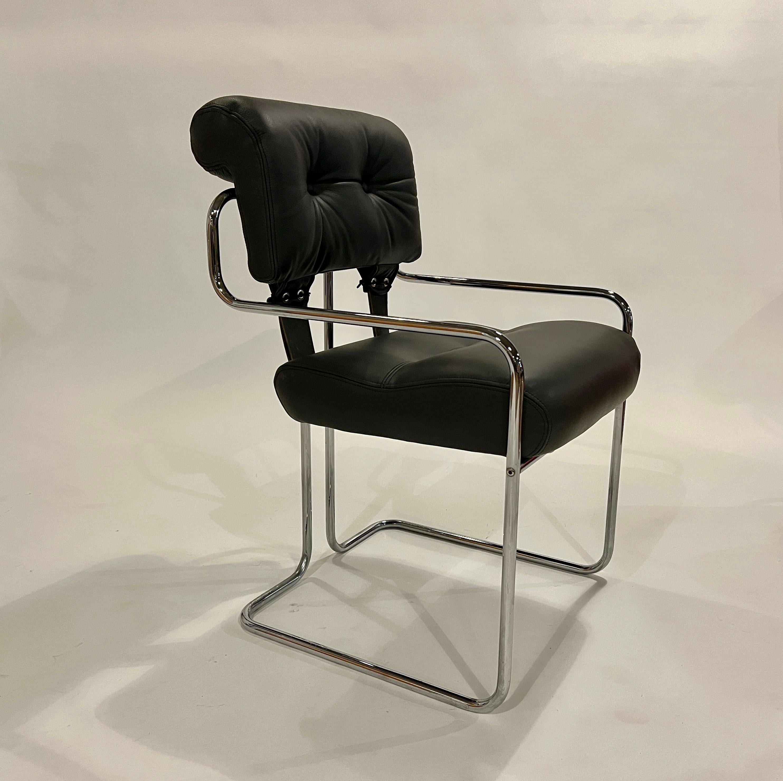Set of 6 Guido Faleschini 'Tucroma' Armchairs for i4 Mariani in Carbon Leather For Sale 1