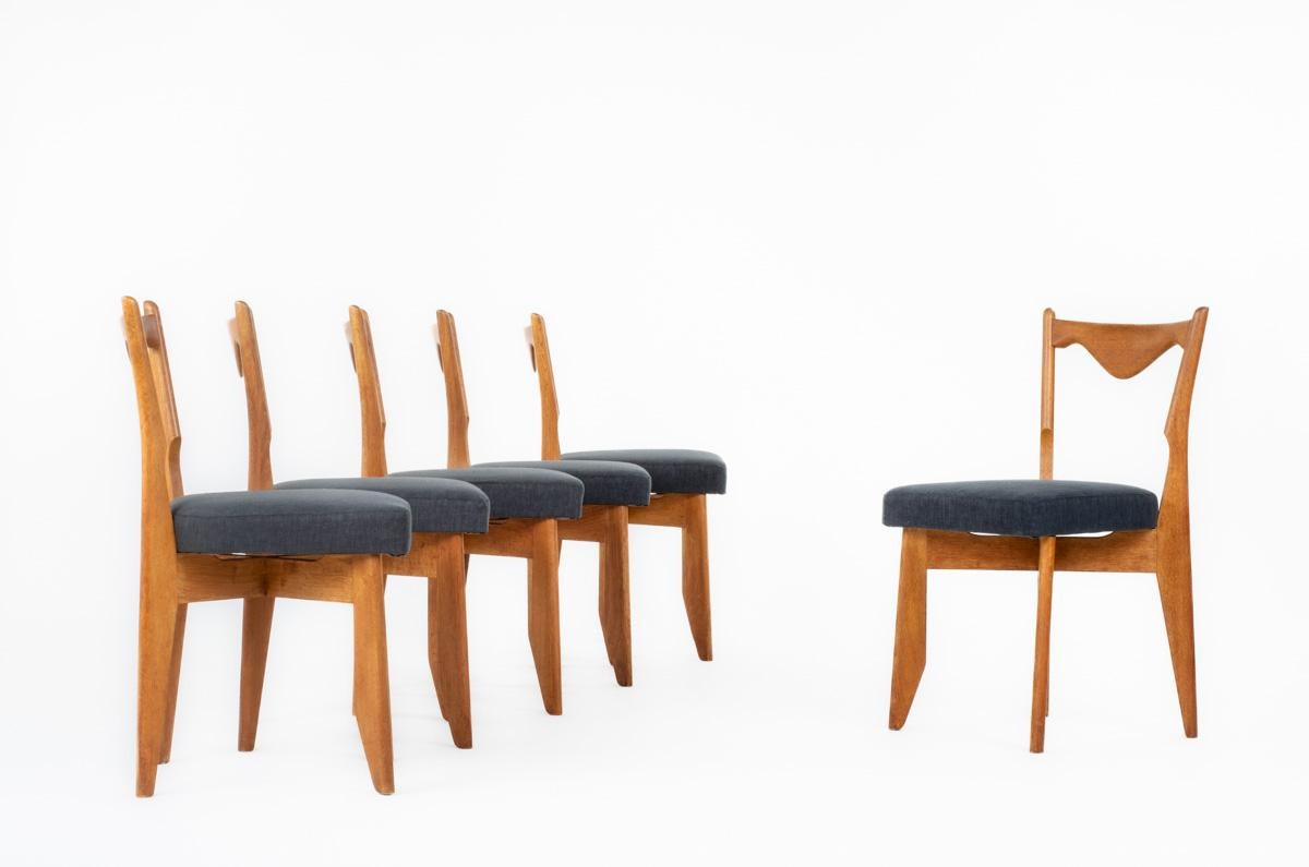 French Set of 6 Guillerme and Chambron chairs for Votre Maison, 1950