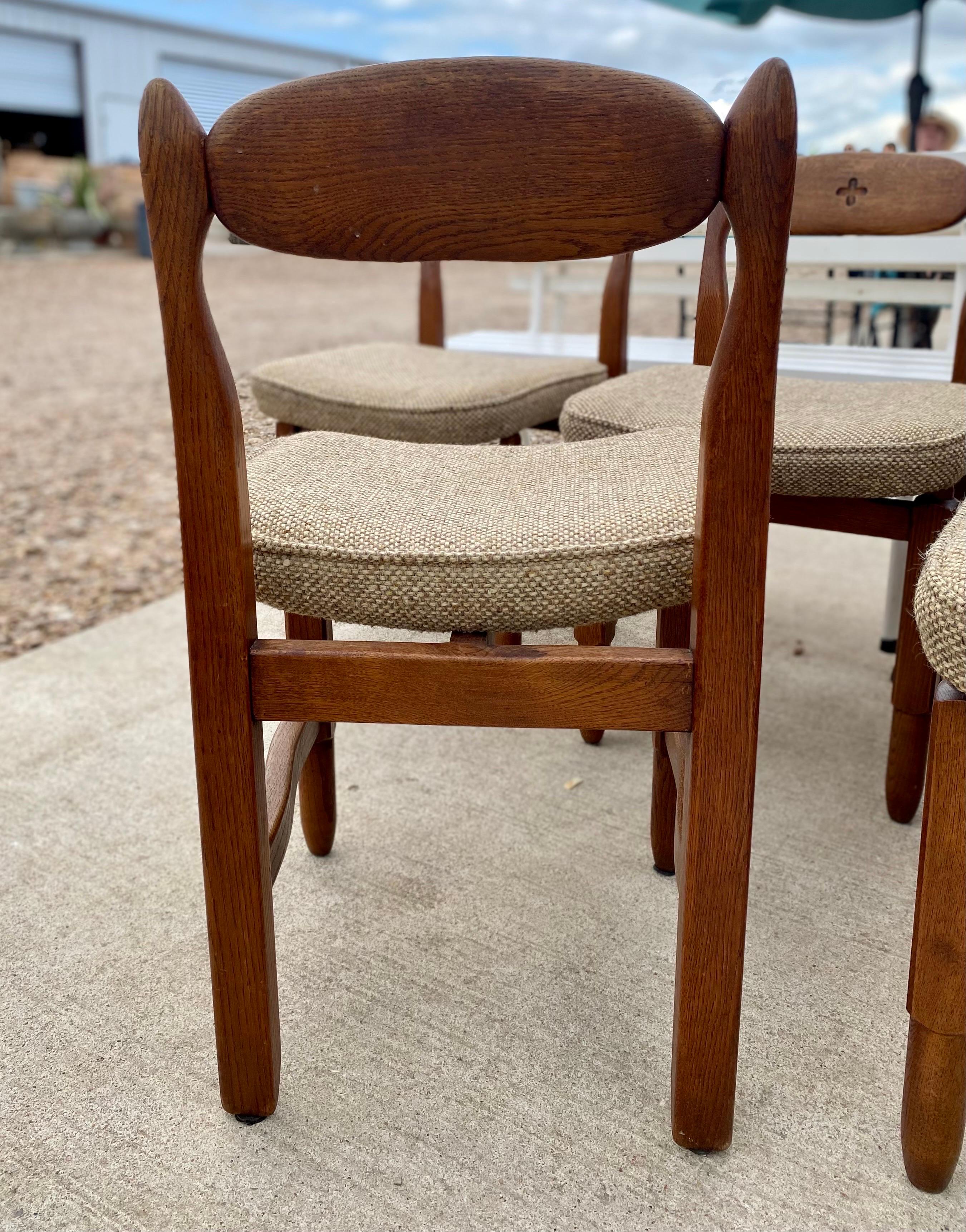 French Set of 6 Guillerme et Chambron Dining Chairs