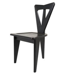 Set of 6 Guillerme et Chambron Side Chairs, Ebonized Oak, Rare