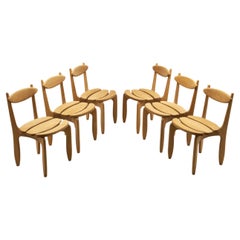Set of 6 Guillerme et Chambron "Thierry" Dining Chairs, France 1970s Set of 6 Guillerme et Chambron "Thierry" Dining Chairs, France 1970s