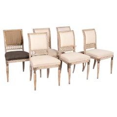 Set of 6 Gustavian White Painted Dining Chairs, Sweden circa 1820-1840