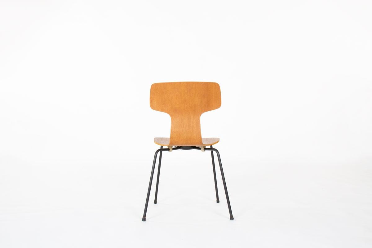 Satz von 6 Hammer-Stühlen von Arne Jacobsen für Fritz Hansen, 1960 (Metall) im Angebot
