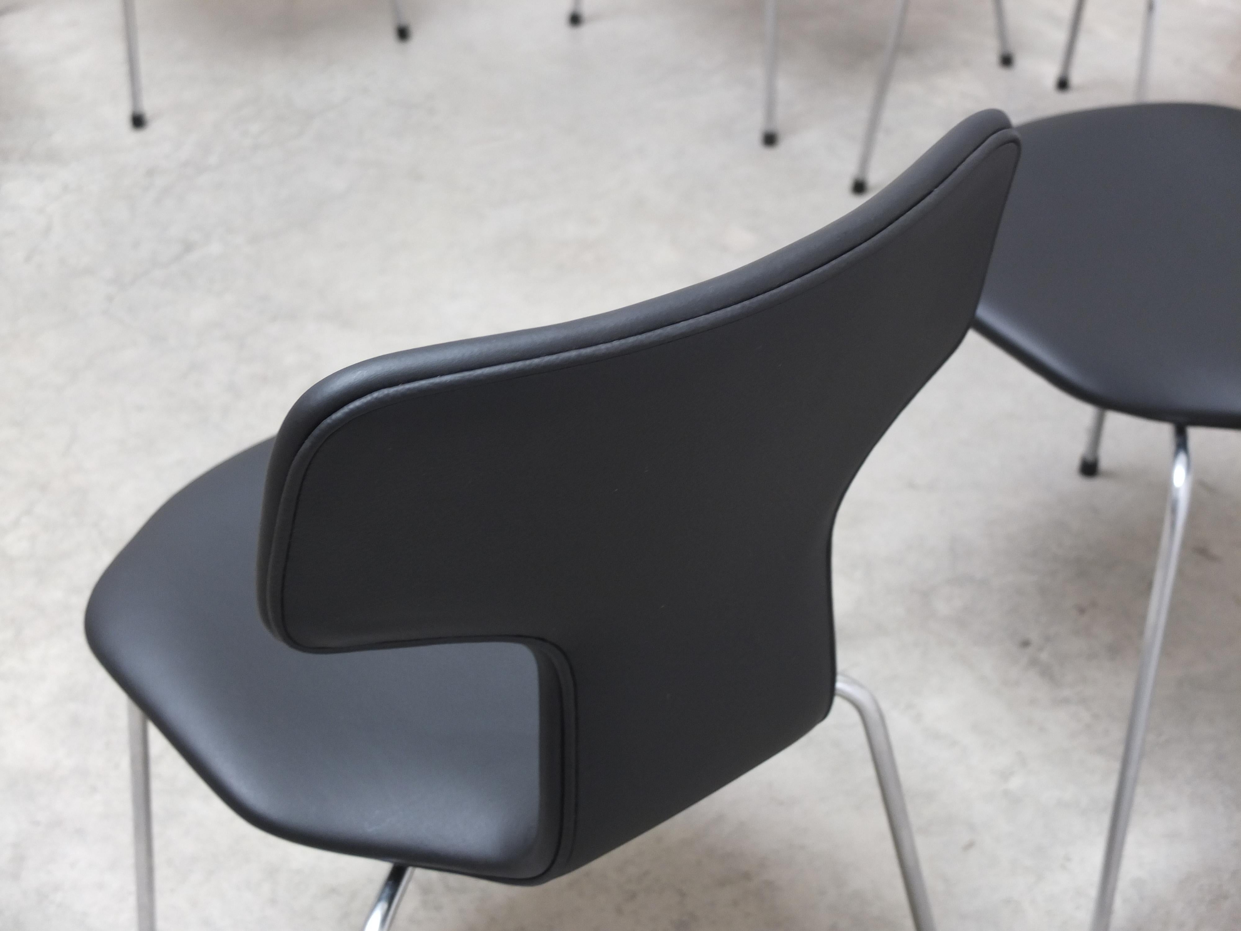Set of 6 'Hammer' Chairs in Leather by Arne Jacobsen for Fritz Hansen, 1967 8