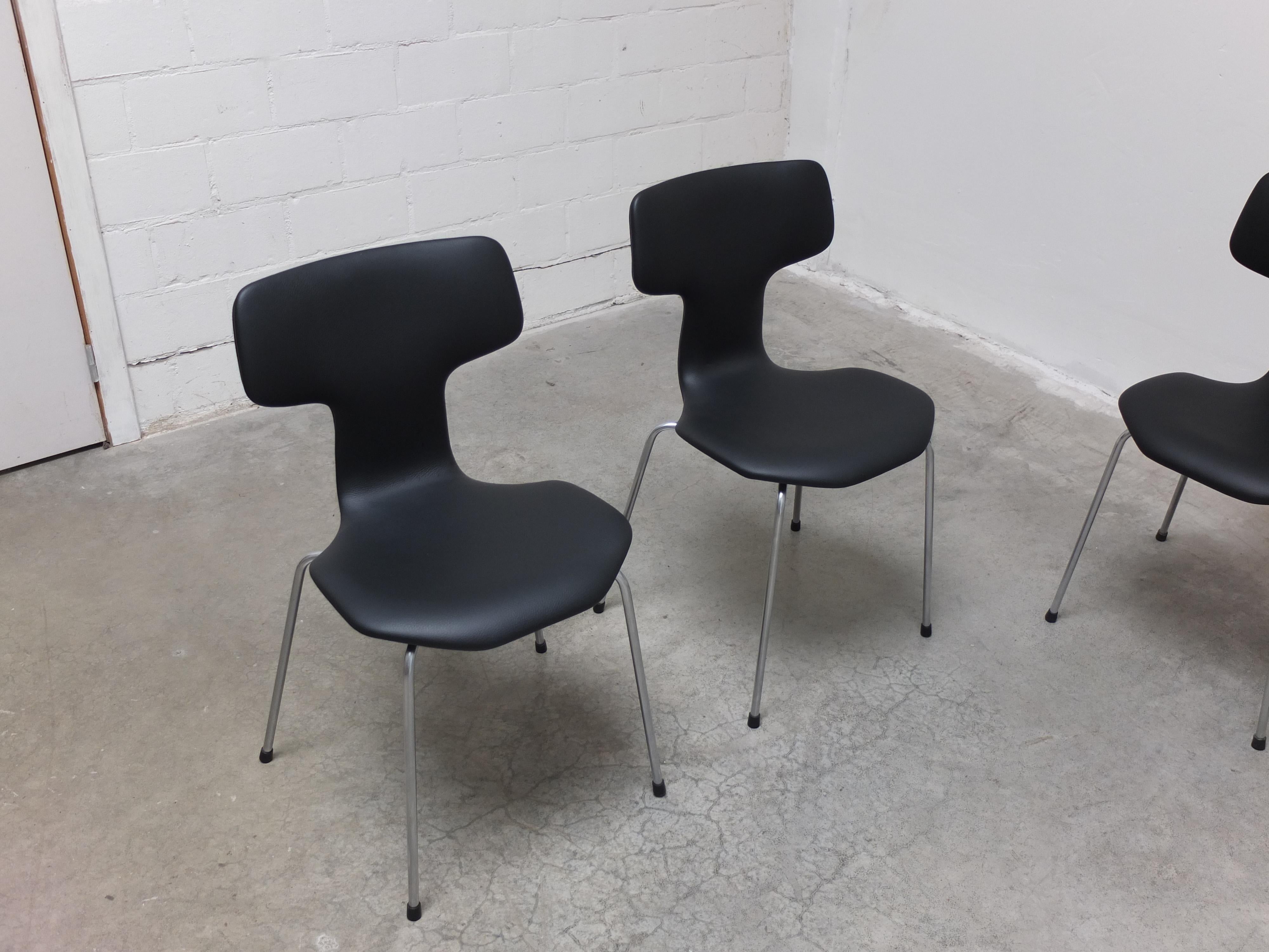 Set of 6 'Hammer' Chairs in Leather by Arne Jacobsen for Fritz Hansen, 1967 2