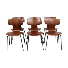 Set of 6 Hammer Chairs, Model 3103, by Arne Jacobsen and Fritz Hansen, 1960s+