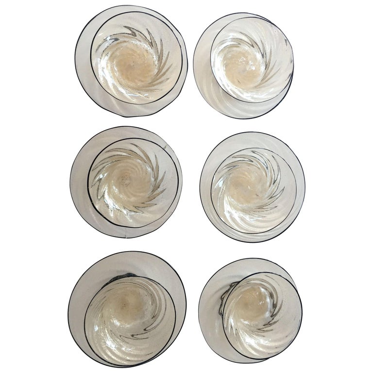 Set of 6 Hand Blown Murano Glass Dessert Bowls For Sale at 1stDibs