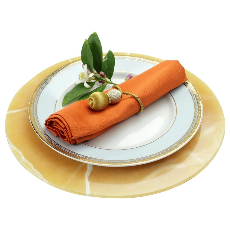 Charger Plate Platters Serveware Orange Set Onyx Marble Handmade