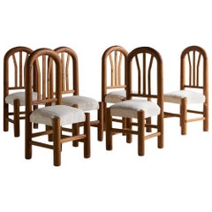 Set of 6 Hand Carved Wooden Dining Chairs
