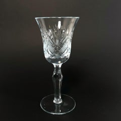 Set of 6 Hand-Cut Bohemian Crystal Wine Glasses, 1980s