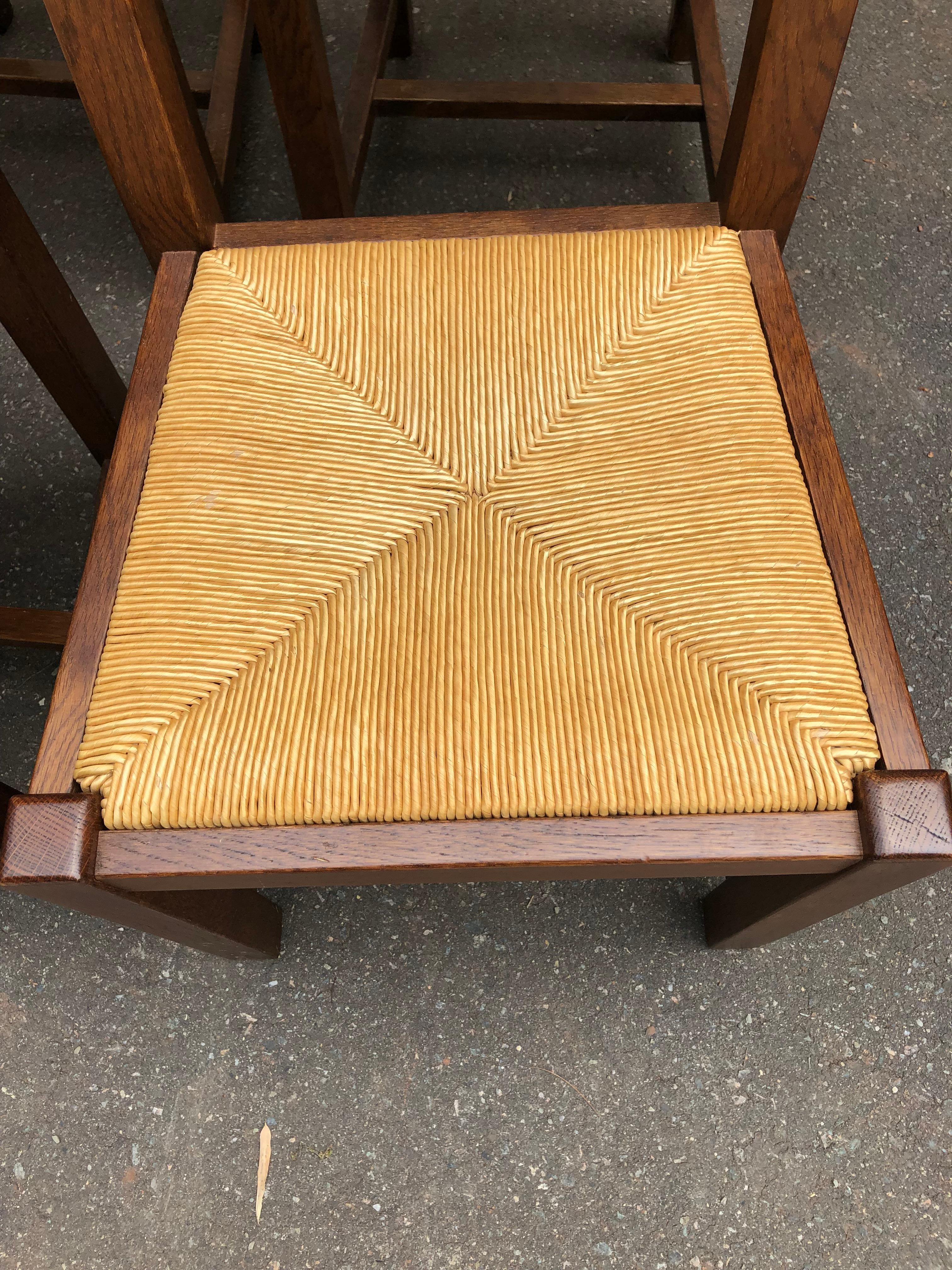 Set of 6 Hand made Italian Ladder Back Dining Chairs with Rush Seats 4