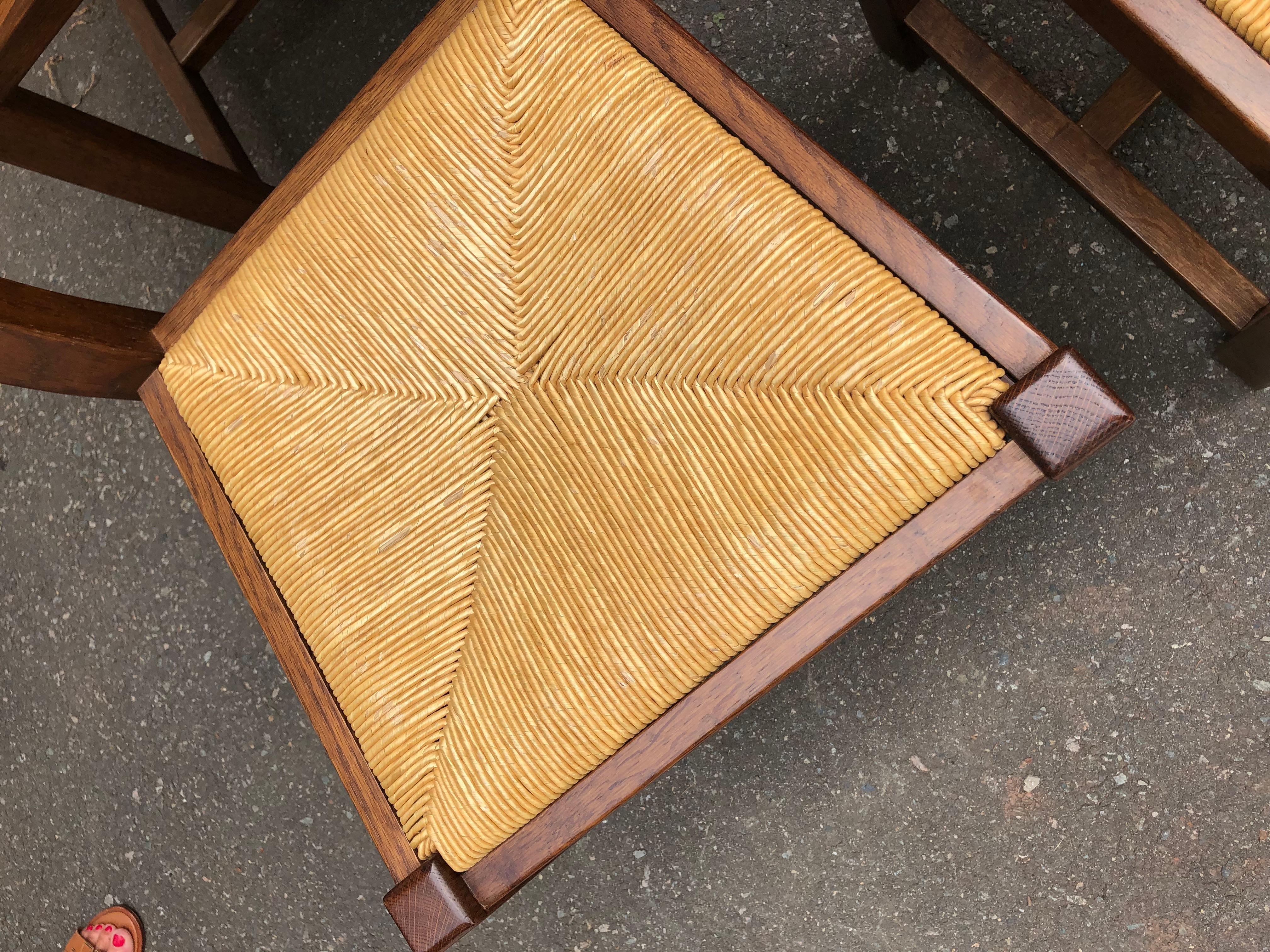 Set of 6 Hand made Italian Ladder Back Dining Chairs with Rush Seats 7