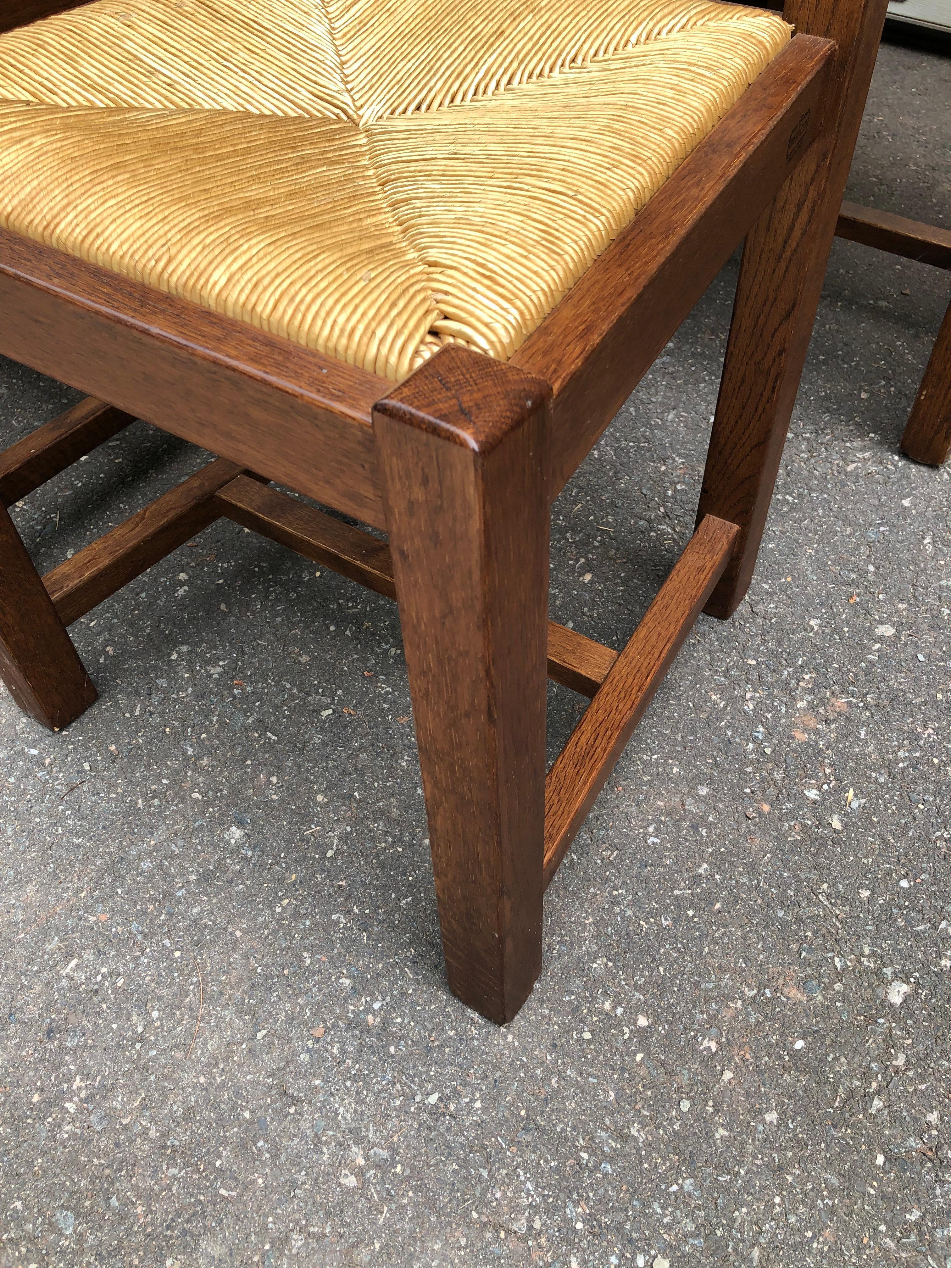 Set of 6 Hand made Italian Ladder Back Dining Chairs with Rush Seats 8
