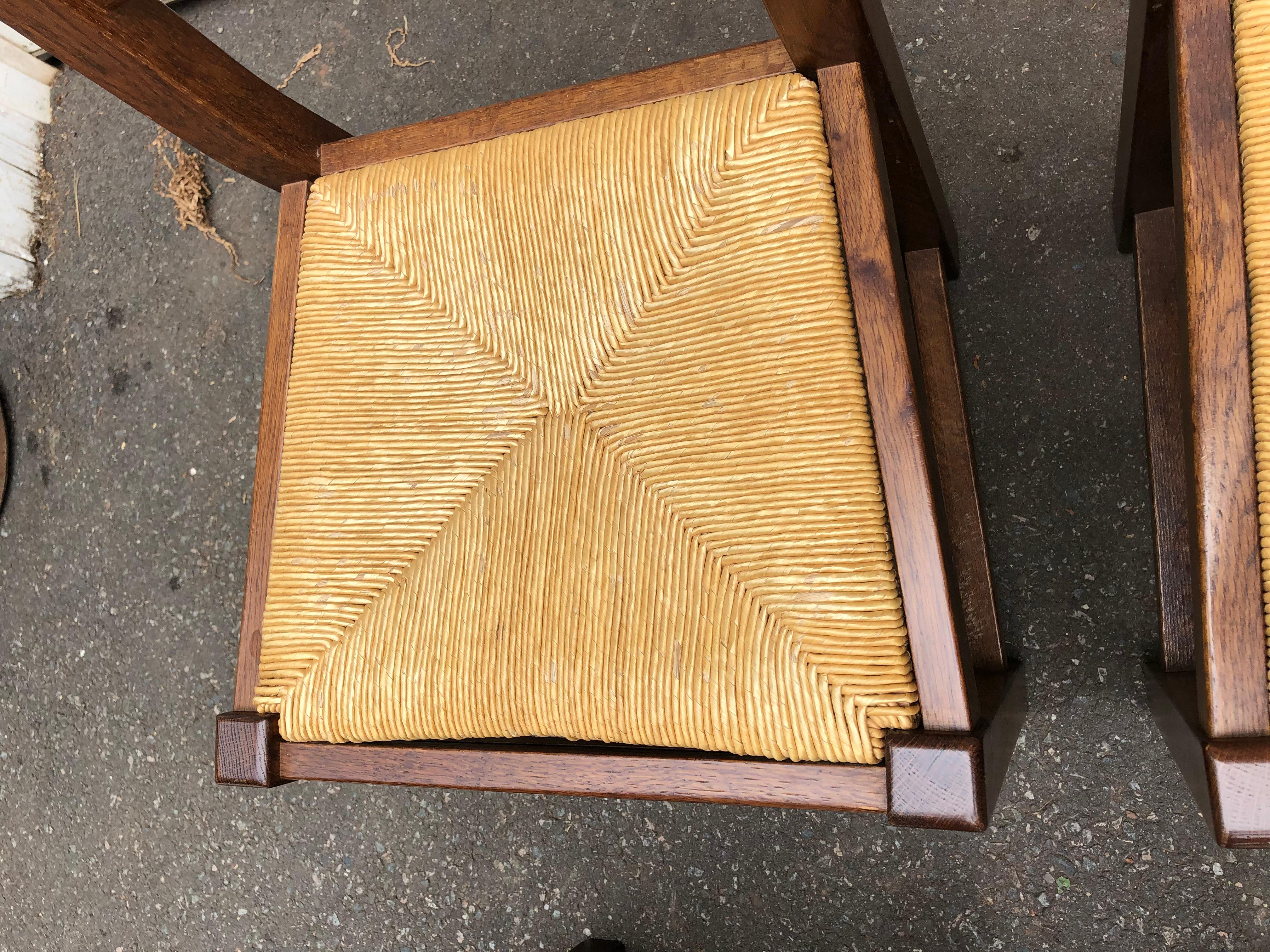 Set of 6 Hand made Italian Ladder Back Dining Chairs with Rush Seats 9