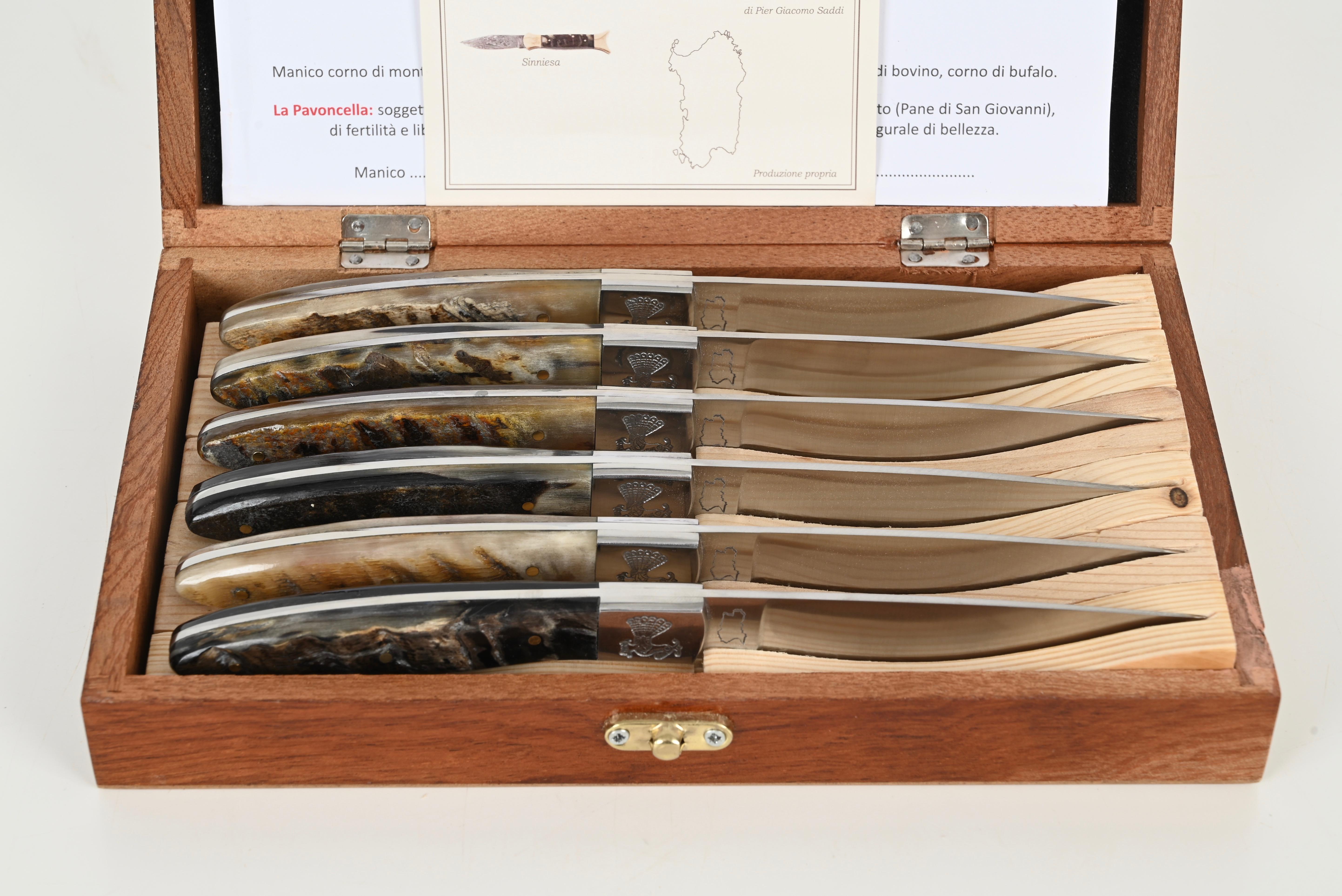 Set of 6 Hand-Made Italian Pattada Knives, Italy, Sardinia 1990s For Sale 4