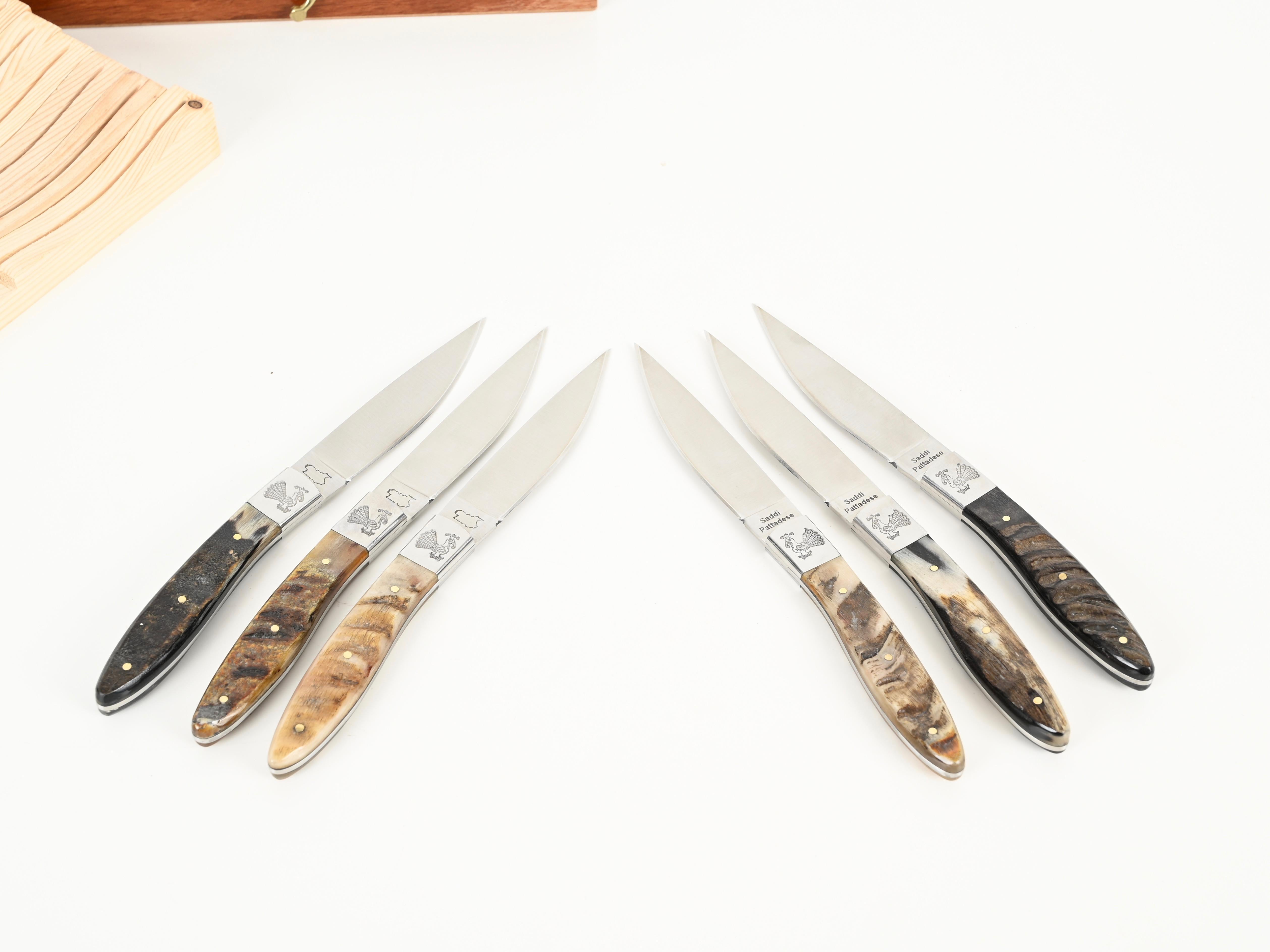 Set of 6 Hand-Made Italian Pattada Knives, Italy, Sardinia 1990s For Sale 5