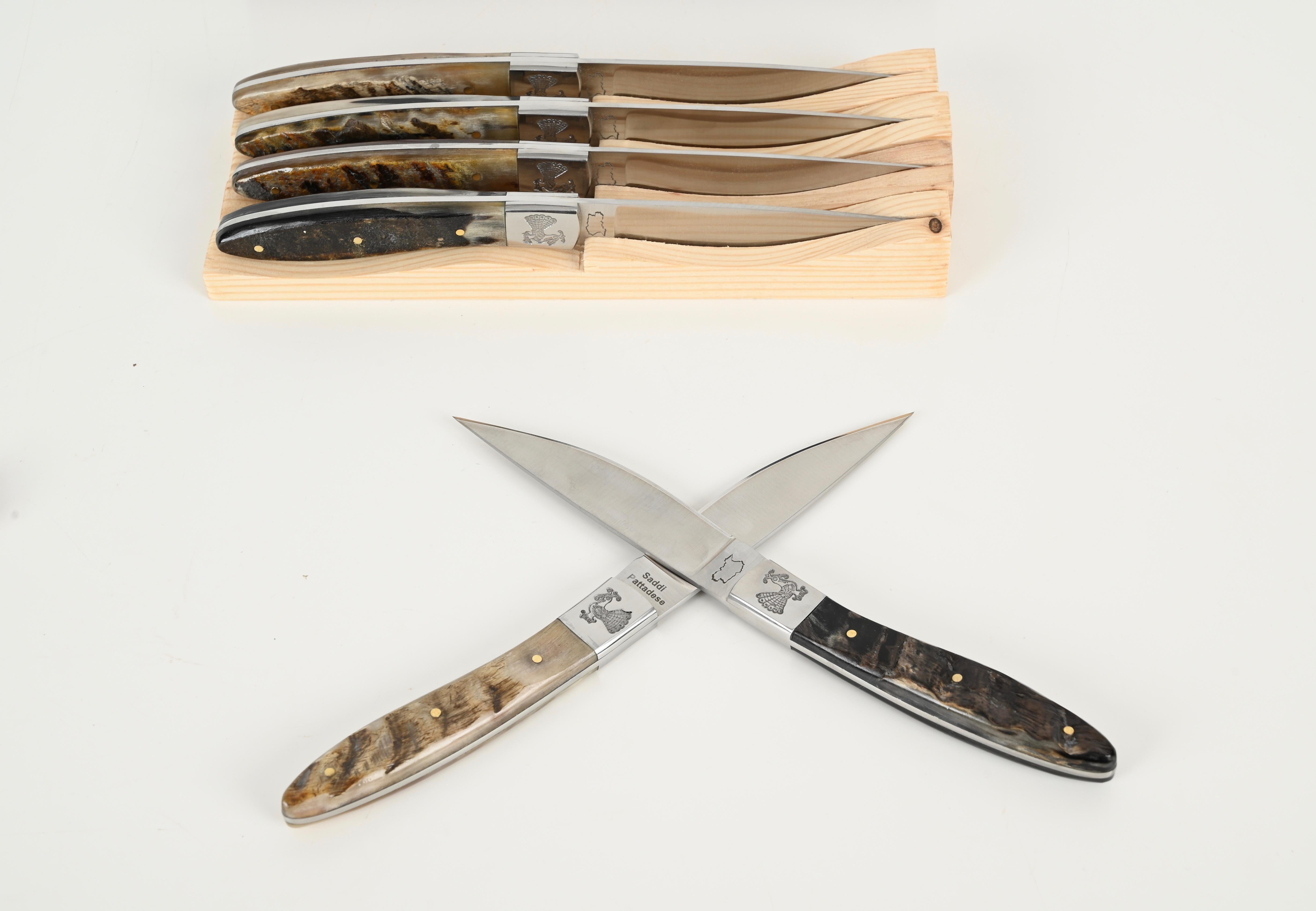 Set of 6 Hand-Made Italian Pattada Knives, Italy, Sardinia 1990s For Sale 8