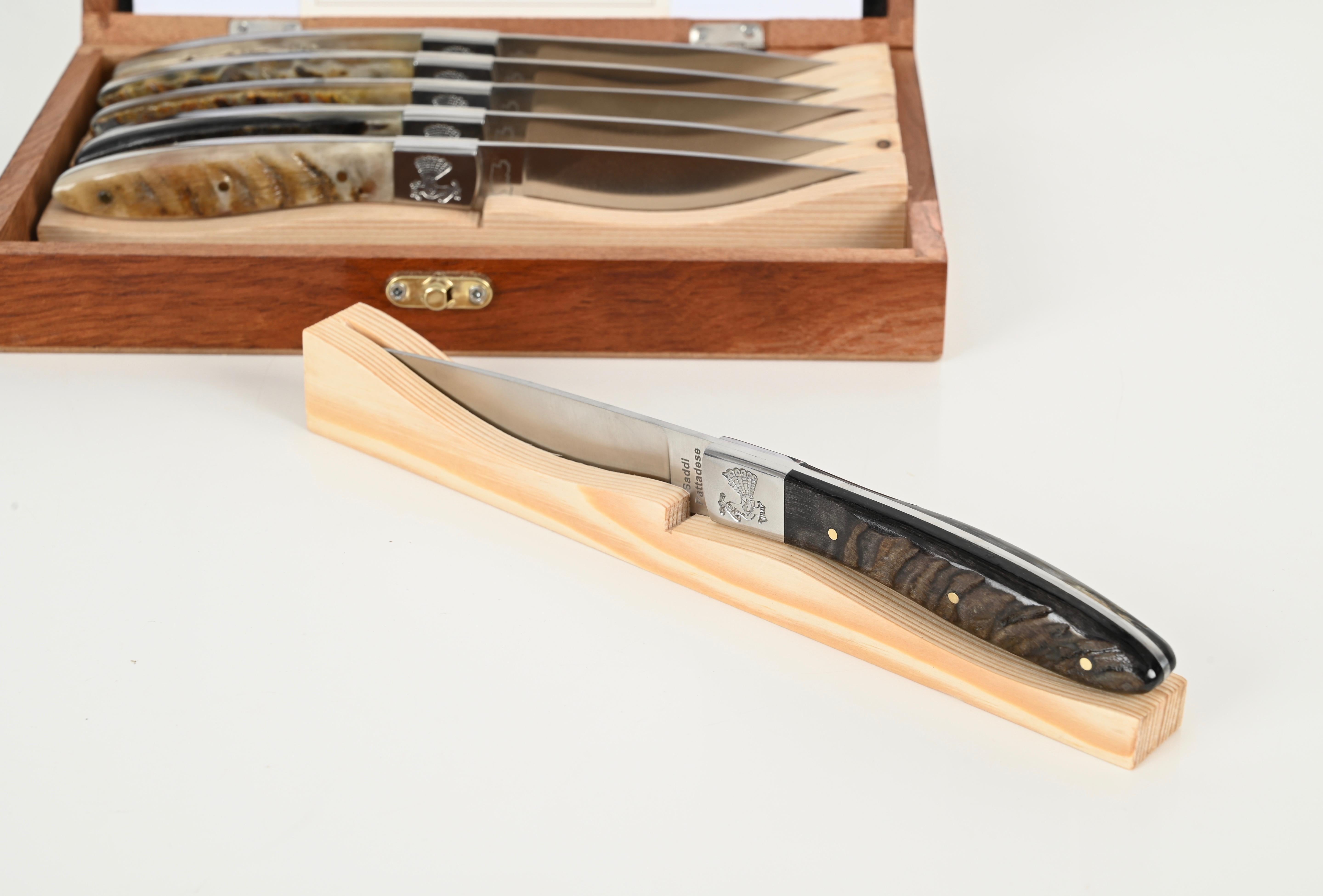 Set of 6 Hand-Made Italian Pattada Knives, Italy, Sardinia 1990s For Sale 11
