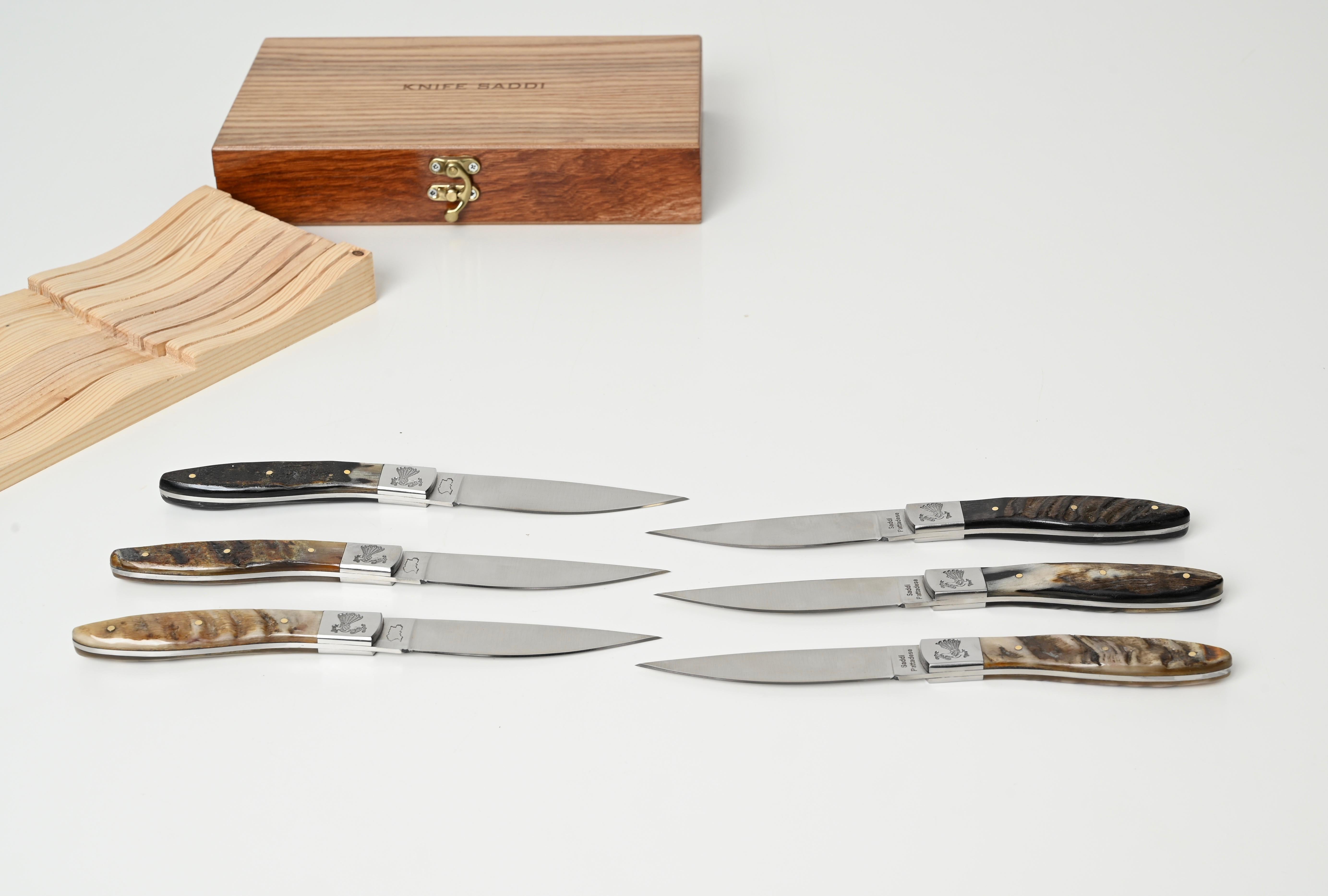 Set of 6 Hand-Made Italian Pattada Knives, Italy, Sardinia 1990s For Sale 1