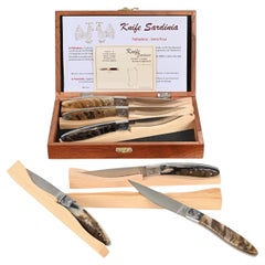 Vintage Set of 6 Hand-Made Italian Pattada Knives, Italy, Sardinia 1990s