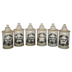 Set of 6 Hand Painted Spanish Lidded Apothecary Jars